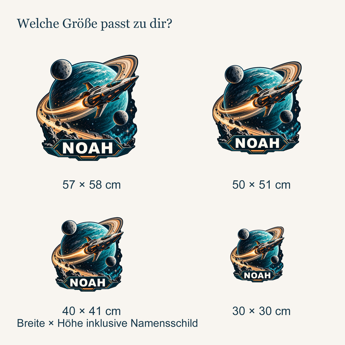 Personalisiertes Wandtattoo Ringplanet – groessenvergleich