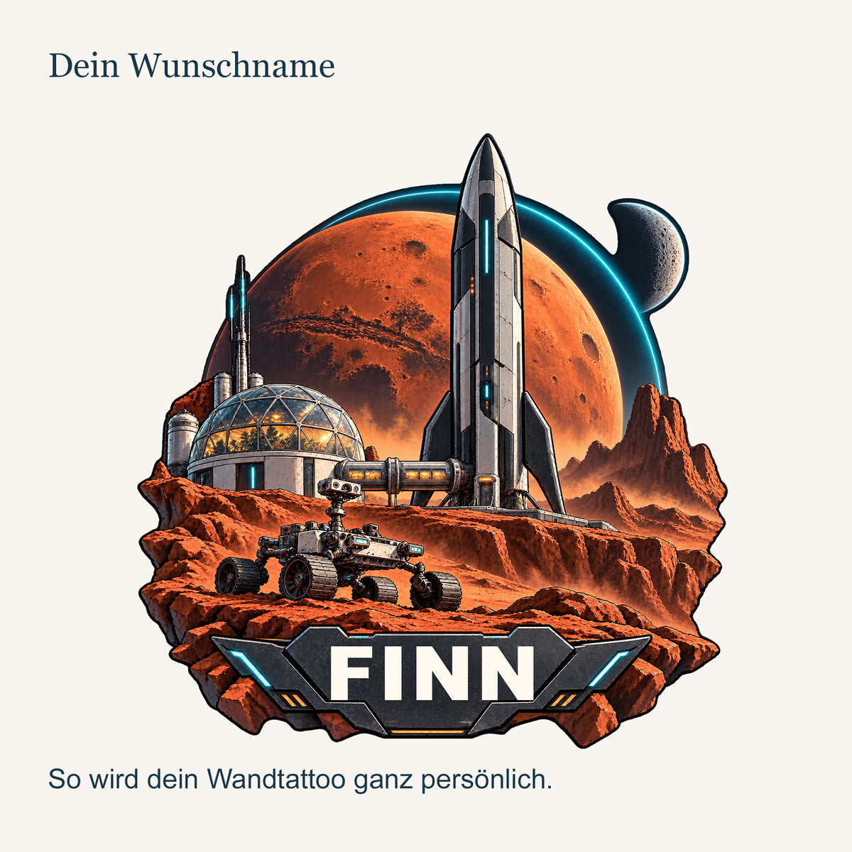 Personalisiertes Wandtattoo Marsbasis – personalisierung
