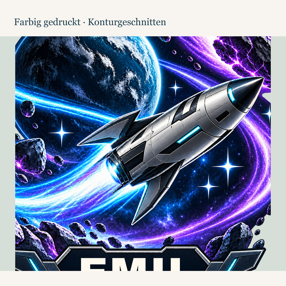 Personalisiertes Wandtattoo Kometenflug – konturdetail