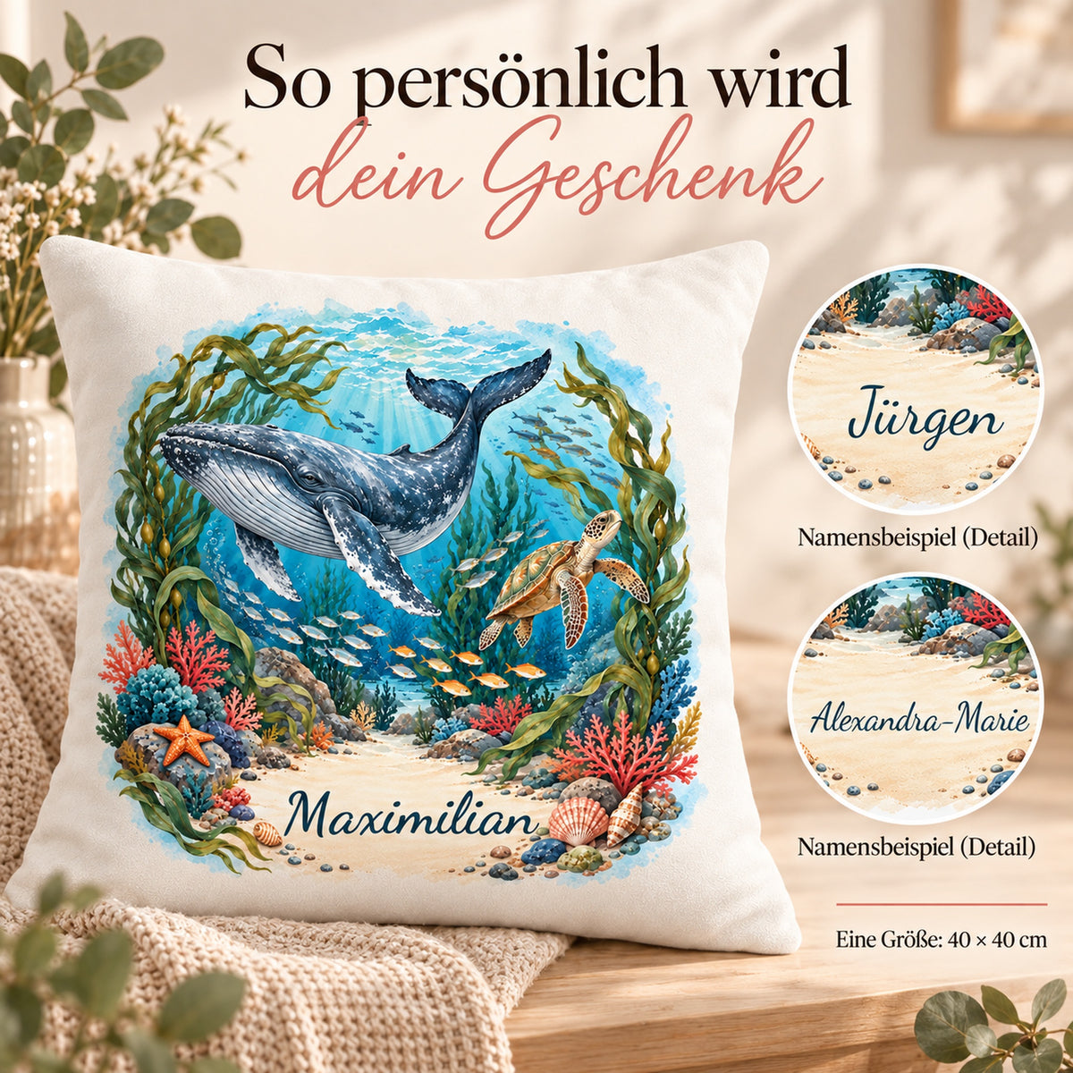 Kissenbezug Wal mit Namen – Tangwald, Bild 5