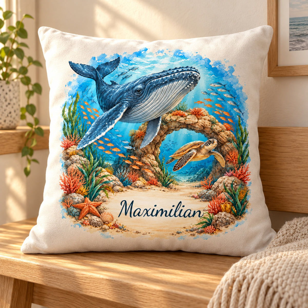 Kissenbezug Wal mit Namen – Felsenbogen, Bild 8