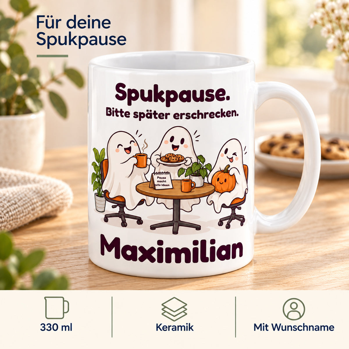 Geisterbuero-Tasse mit Wunschname - Motiv 1, Ansicht 4