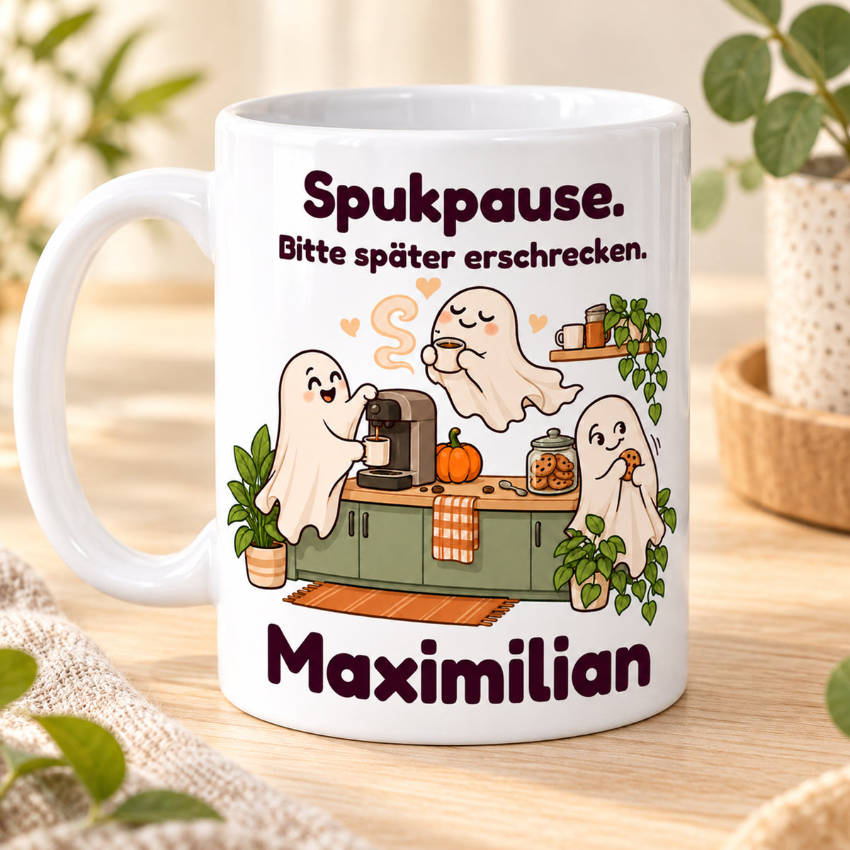 Geisterbuero-Tasse mit Wunschname - Motiv 2, Ansicht 2