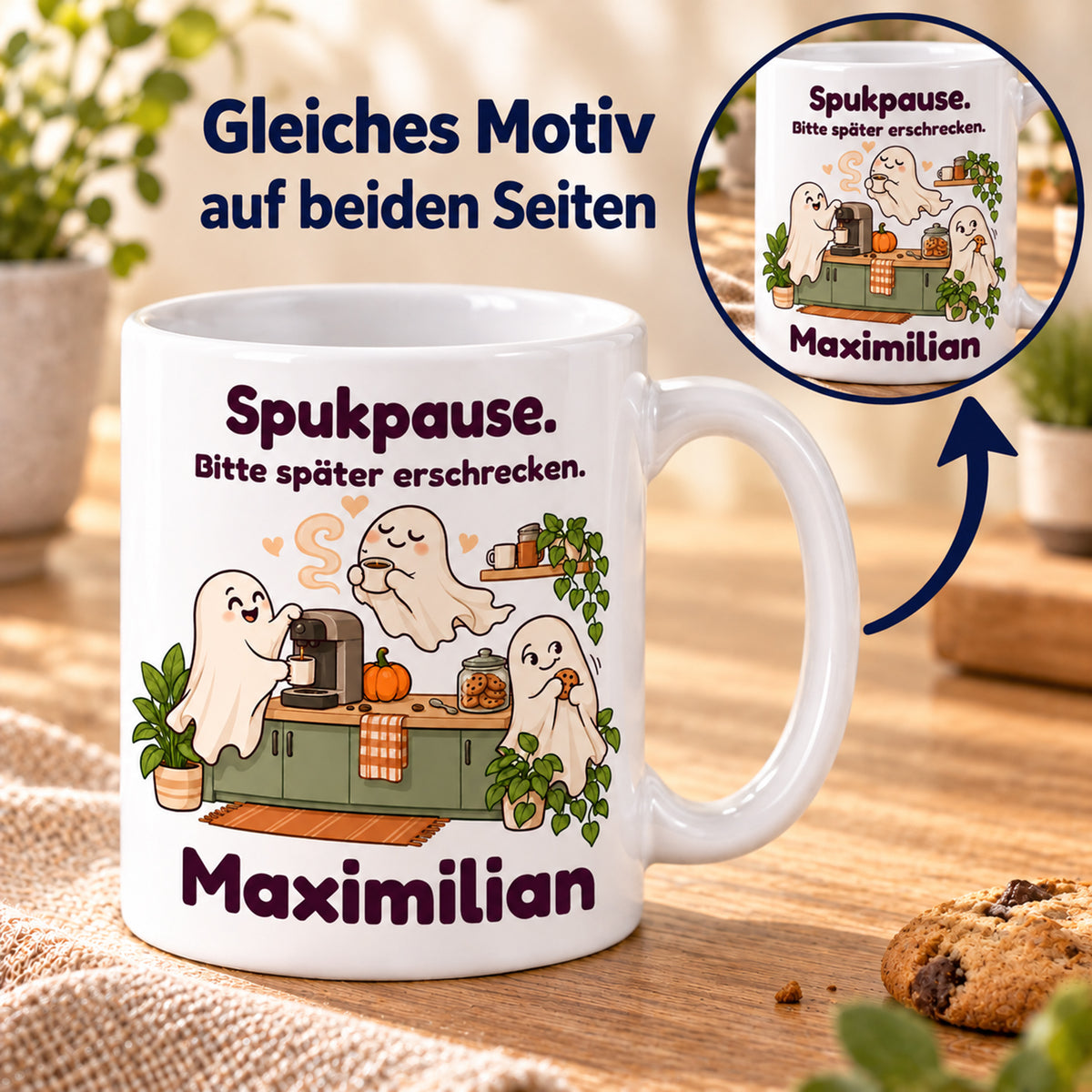 Geisterbuero-Tasse mit Wunschname - Motiv 2, Ansicht 6