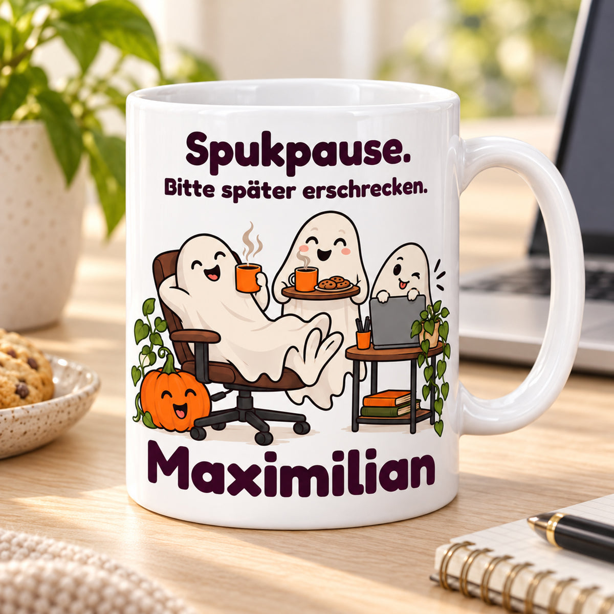Geisterbuero-Tasse mit Wunschname - Motiv 3, Ansicht 8