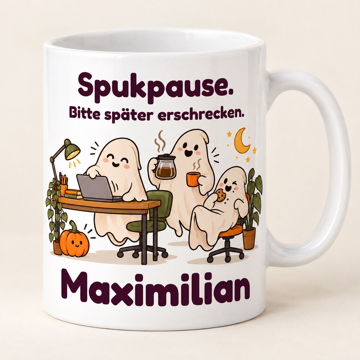 Geisterbuero-Tasse mit Wunschname - Motiv 5, Ansicht 1