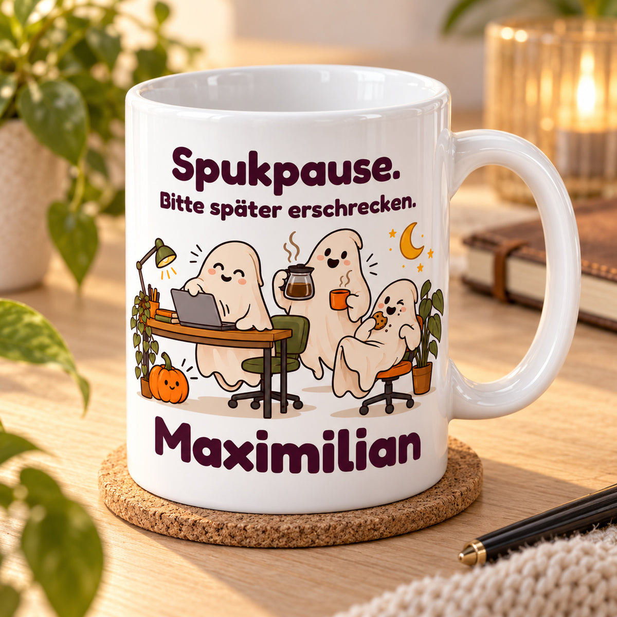 Geisterbuero-Tasse mit Wunschname - Motiv 5, Ansicht 3