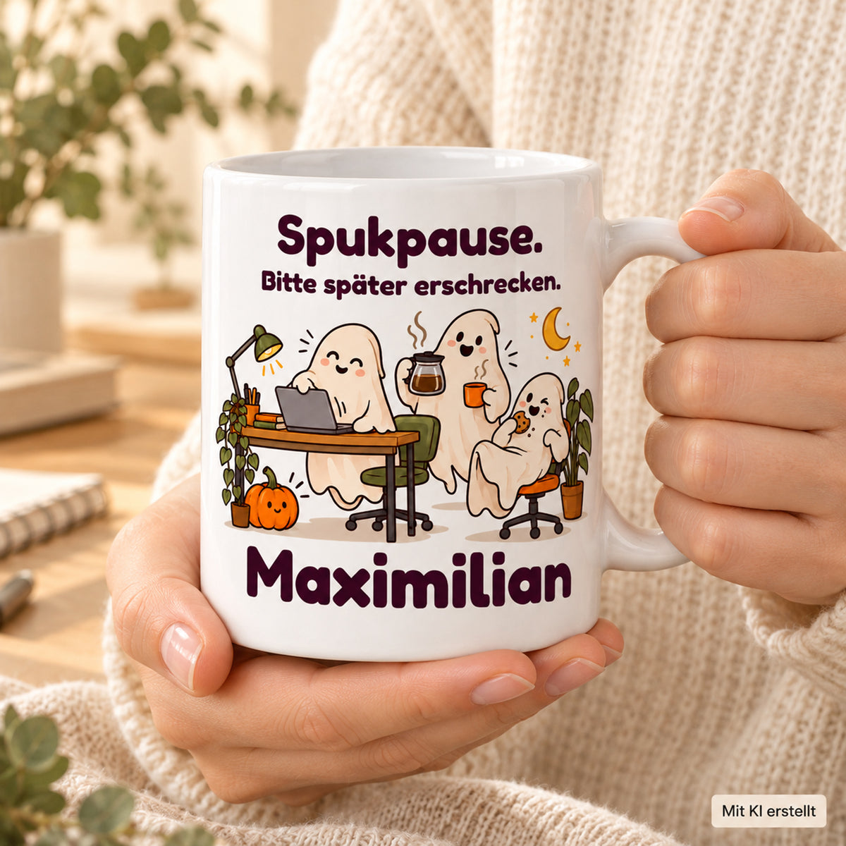 Geisterbuero-Tasse mit Wunschname - Motiv 5, Ansicht 7