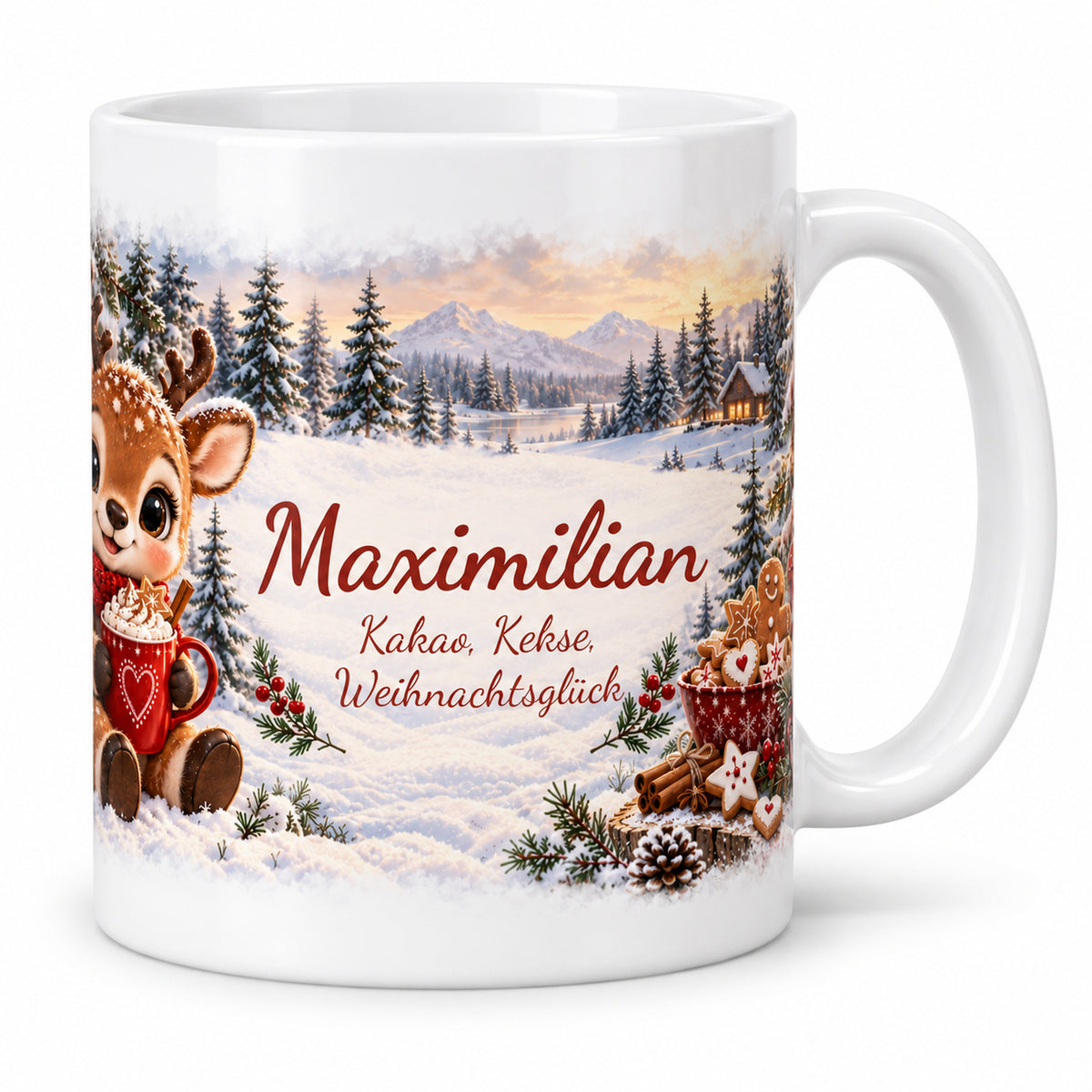 Weihnachtstasse Rentier mit Namen – Keramik, 330 ml – 01-hero