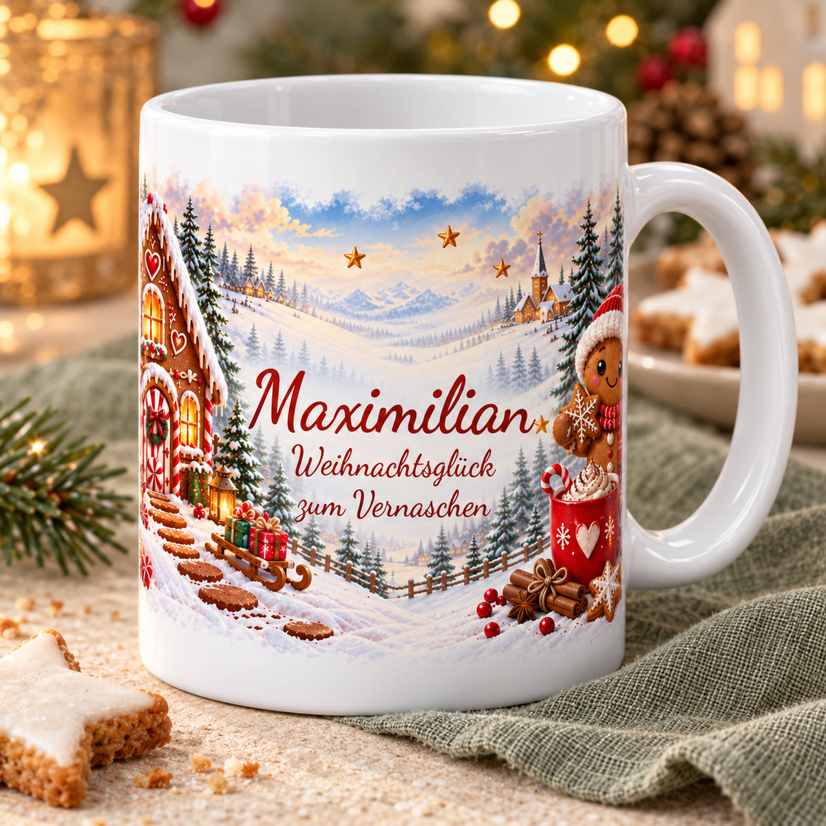 Weihnachtstasse Lebkuchen mit Namen – Keramik, 330 ml – 08-lifestyle