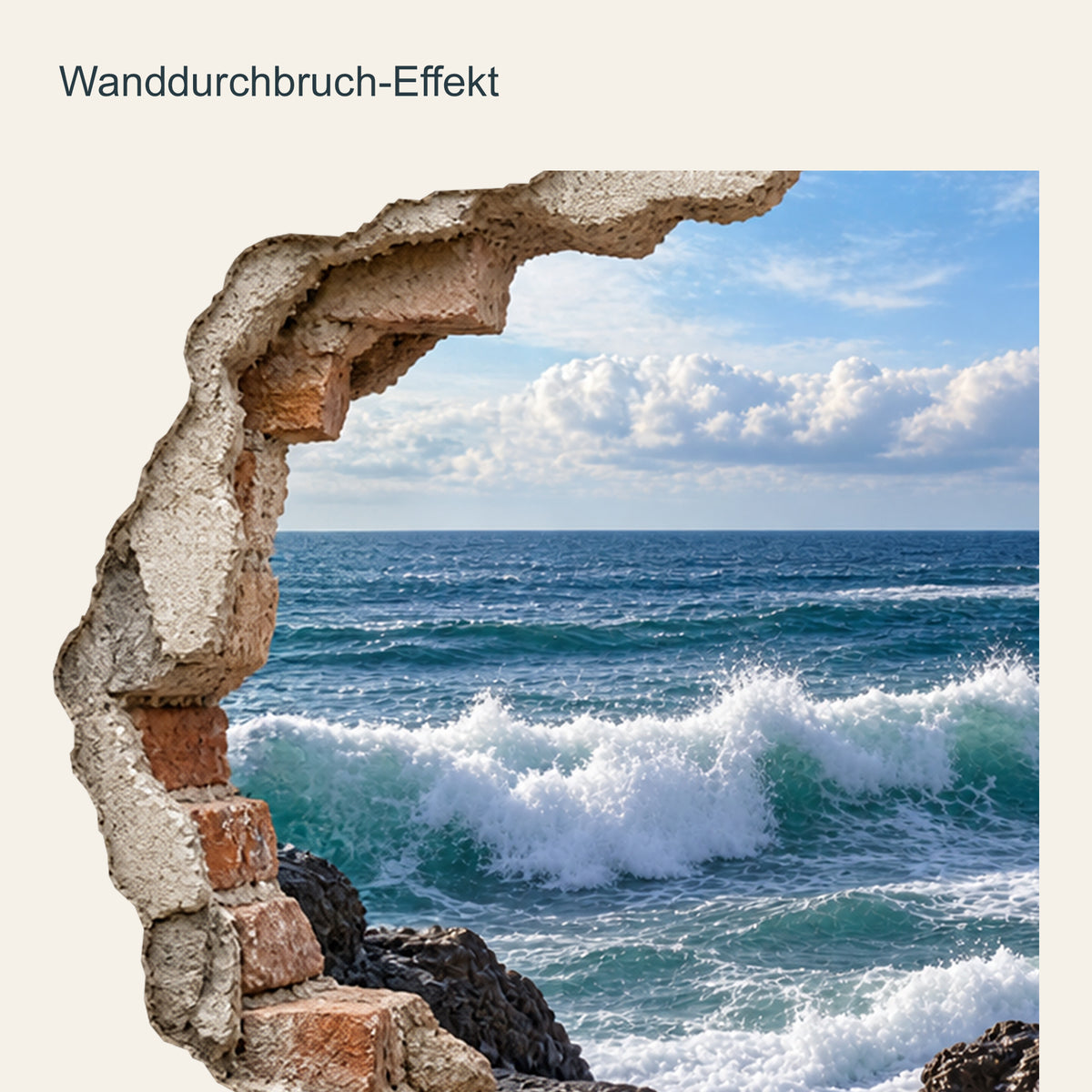 Wandtattoo Felsküste mit Wanddurchbruch-Effekt – Ansicht 4