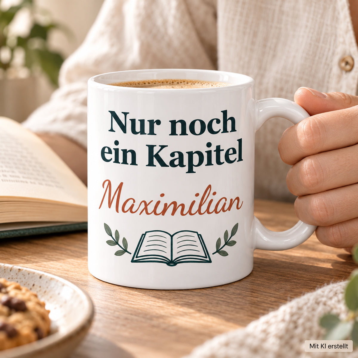 Lesetasse mit Name – Seite für Seite, Katze & Bücher, 330 ml – Bild 7