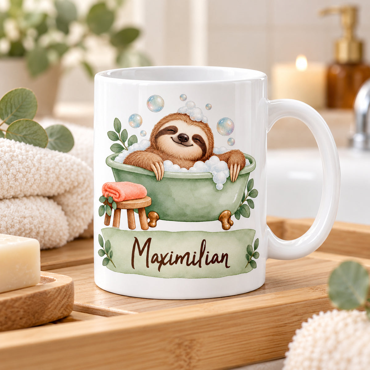 Faultier-Tasse Schaumbad – Gemütliche Geschenkidee