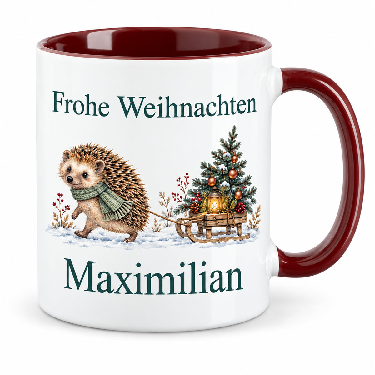 Igel – Hauptbild der personalisierten Weihnachtstasse