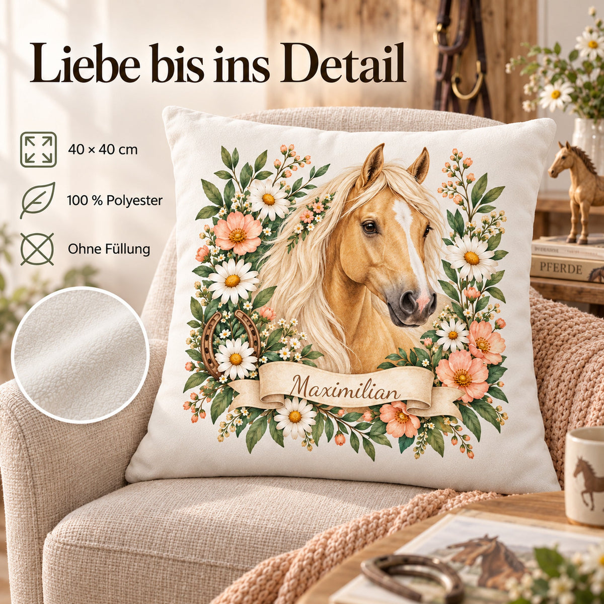 Pferde-Kissenbezug Margeriten – Bild 4