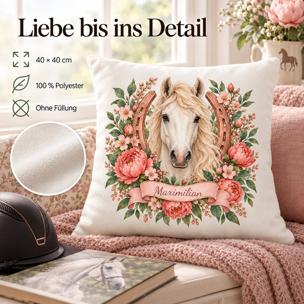 Pferde-Kissenbezug Pfingstrosen – Bild 4