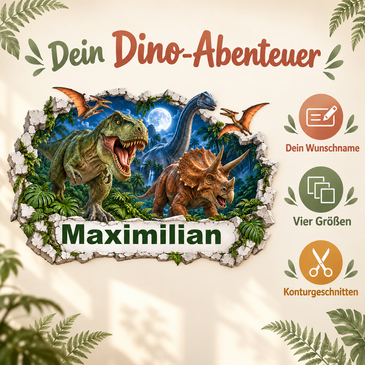 Dinosaurier-Wandtattoo Motiv 5 – Produkteigenschaften