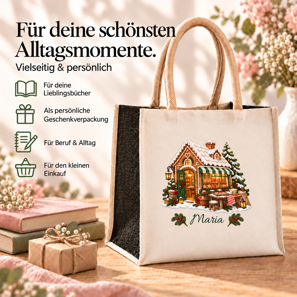Weihnachtstasche mit Namen – Lebkuchenhaus Lebkuchenbäckerei – Produktansicht 5