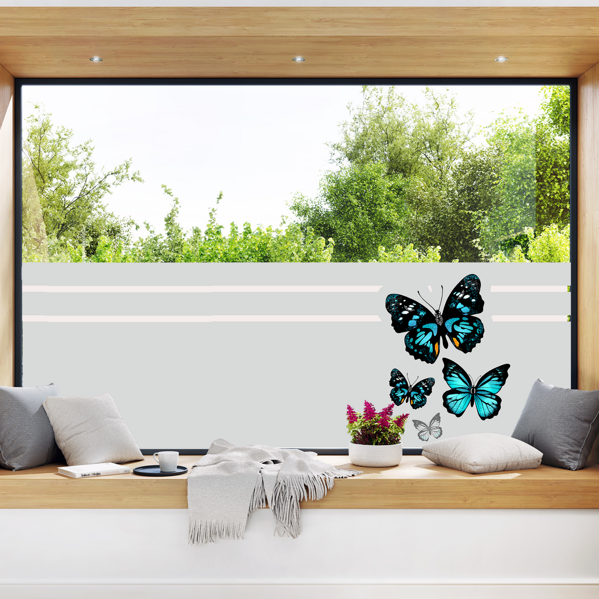 Fensterfolie Schmetterlinge Sichtschutz fürs Bad & Küche