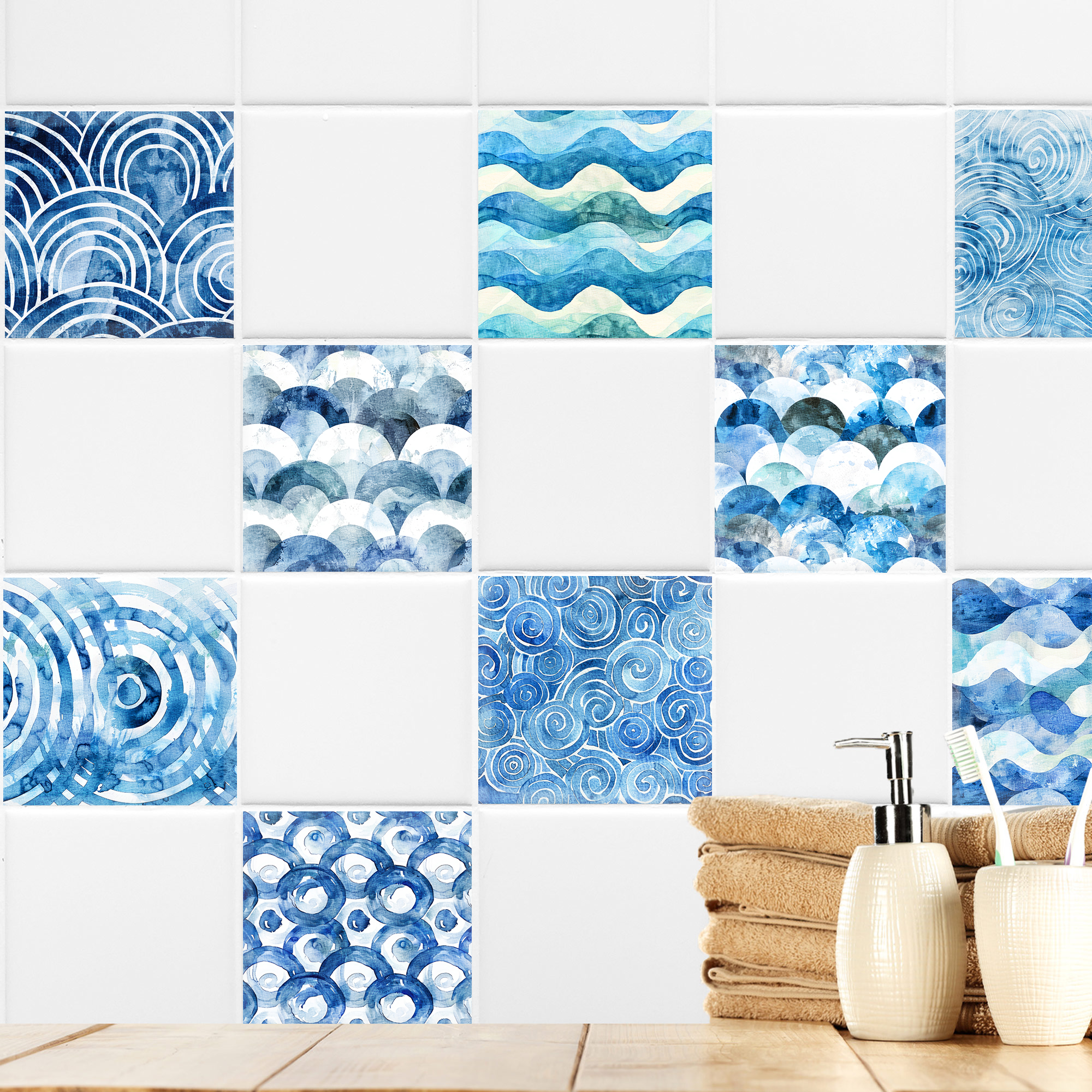 Fliesenaufkleber Wellenmuster