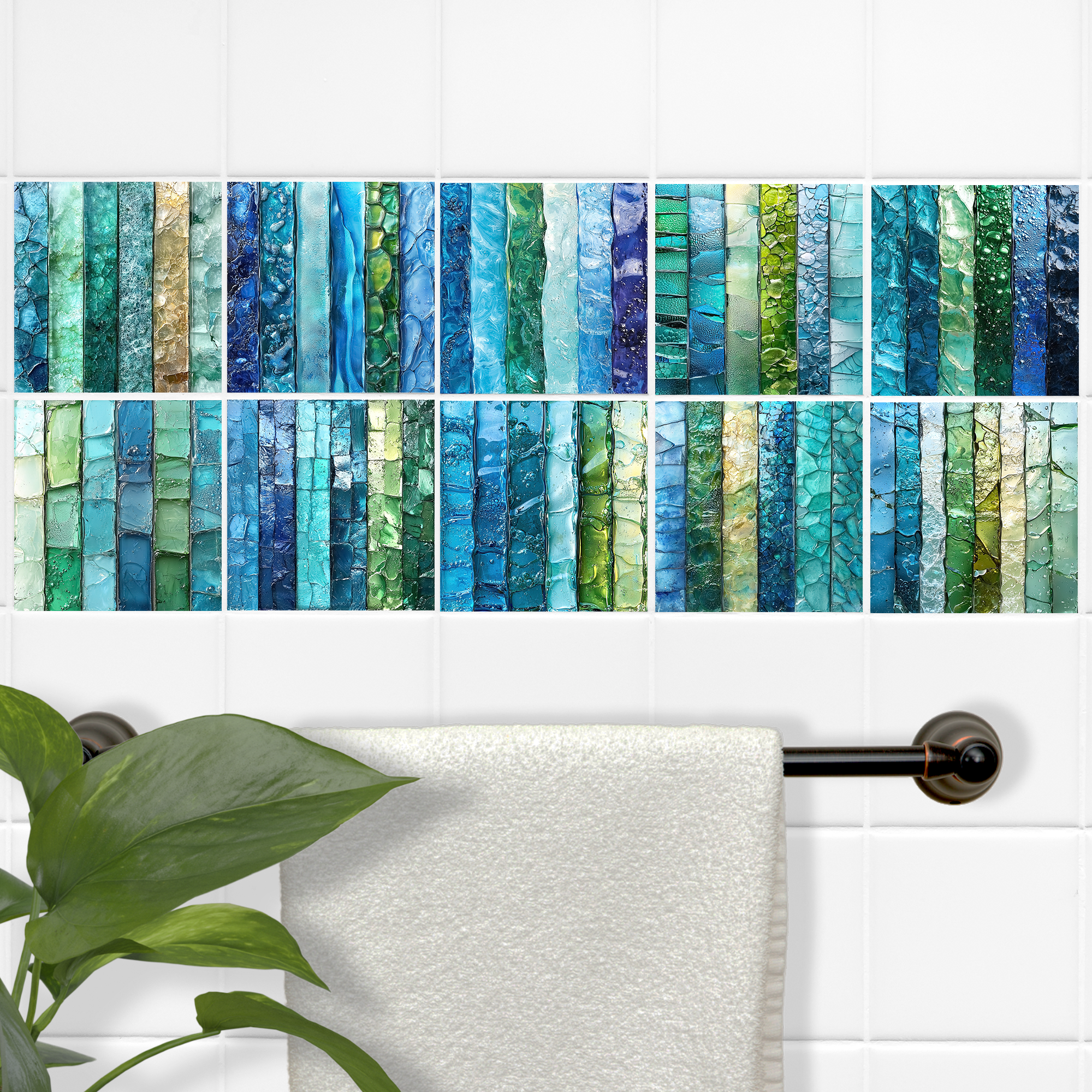 Fliesenaufkleber mit Wasserfarben-Motiv