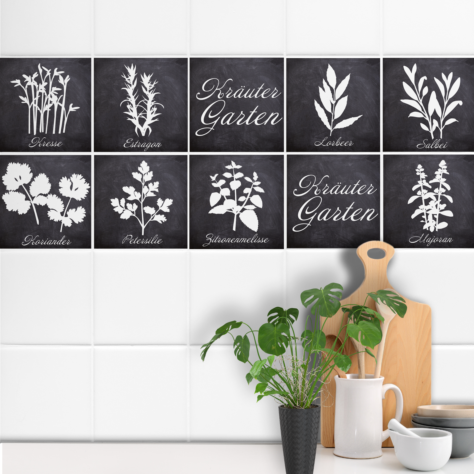 Fliesenaufkleber Küche – Kräutergarten