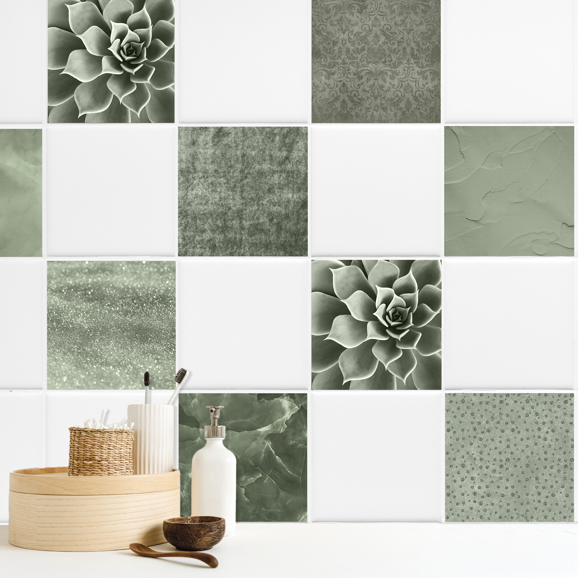 Fliesenaufkleber Ornament - Grüner Charme