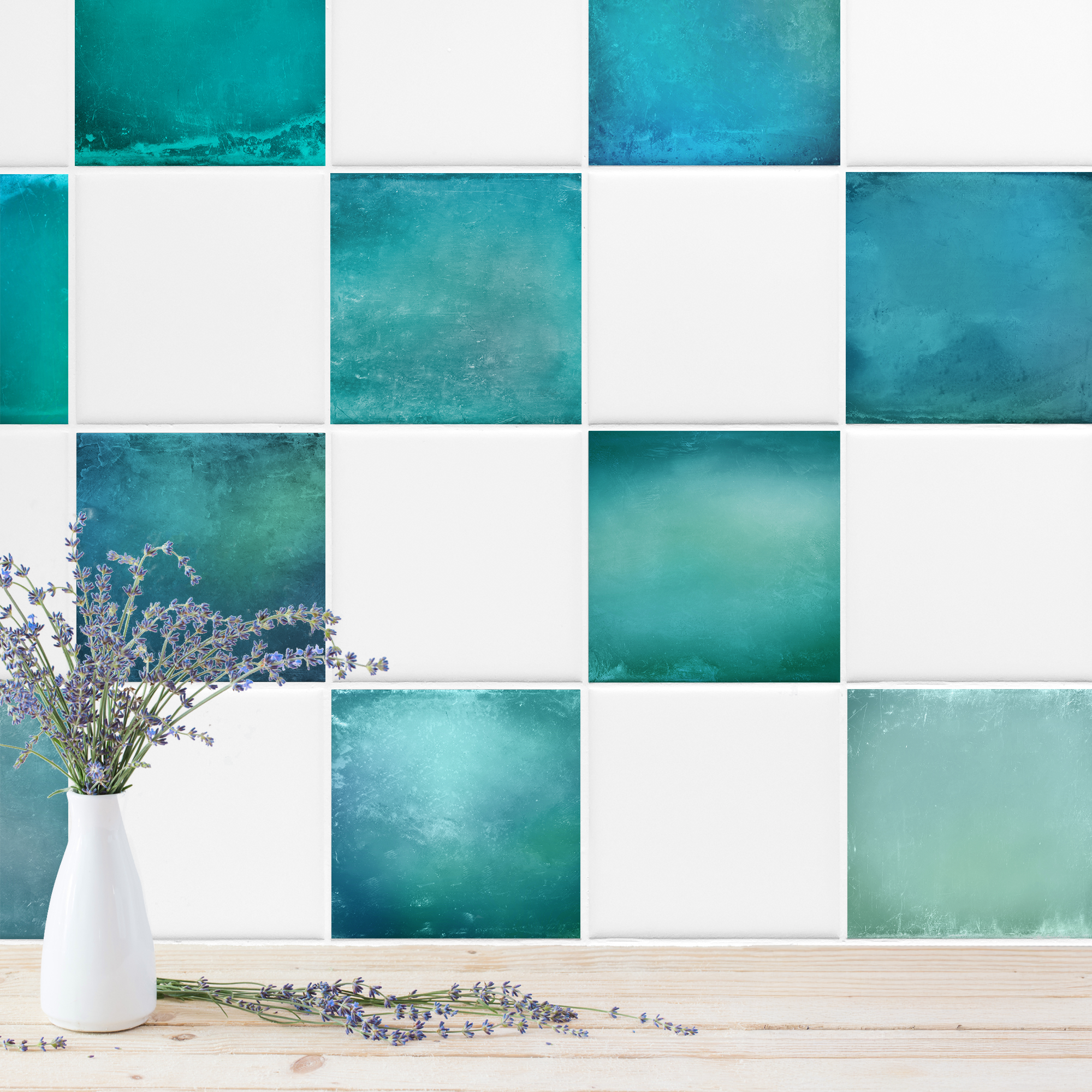 Fliesenaufkleber in Türkis