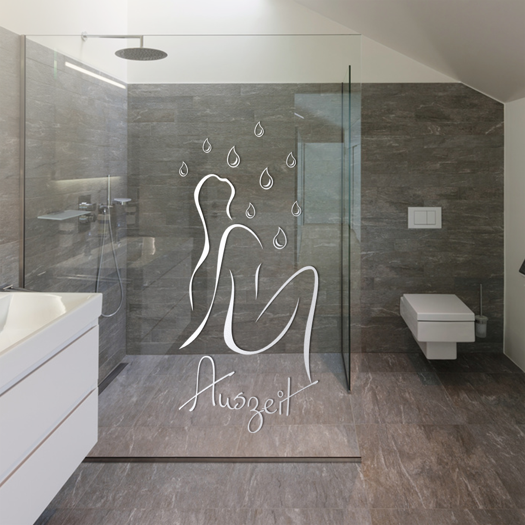 Duschkabine Aufkleber „Auszeit“