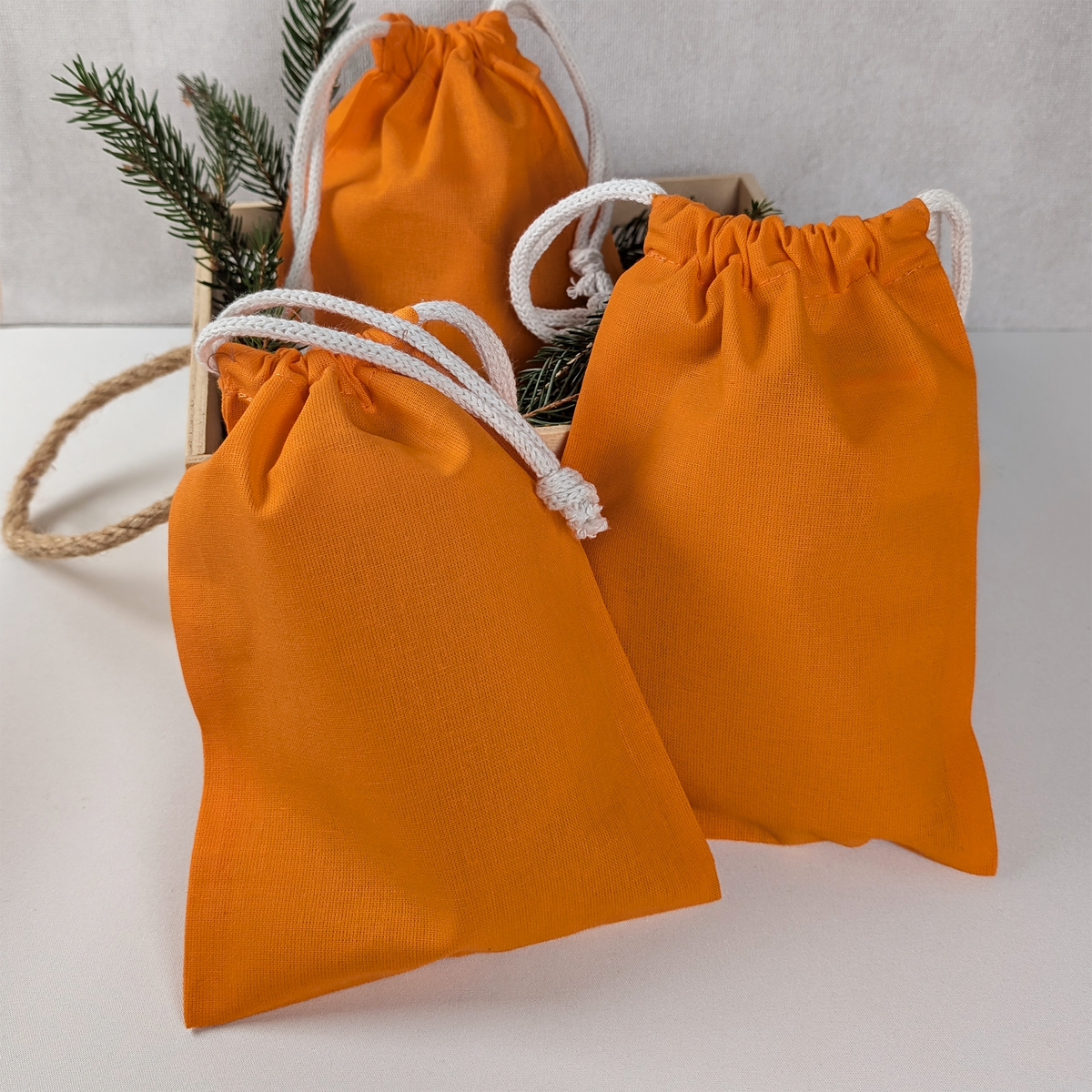 Baumwollsäckchen 15 × 20 cm in Orange – 1 oder 24 Stück