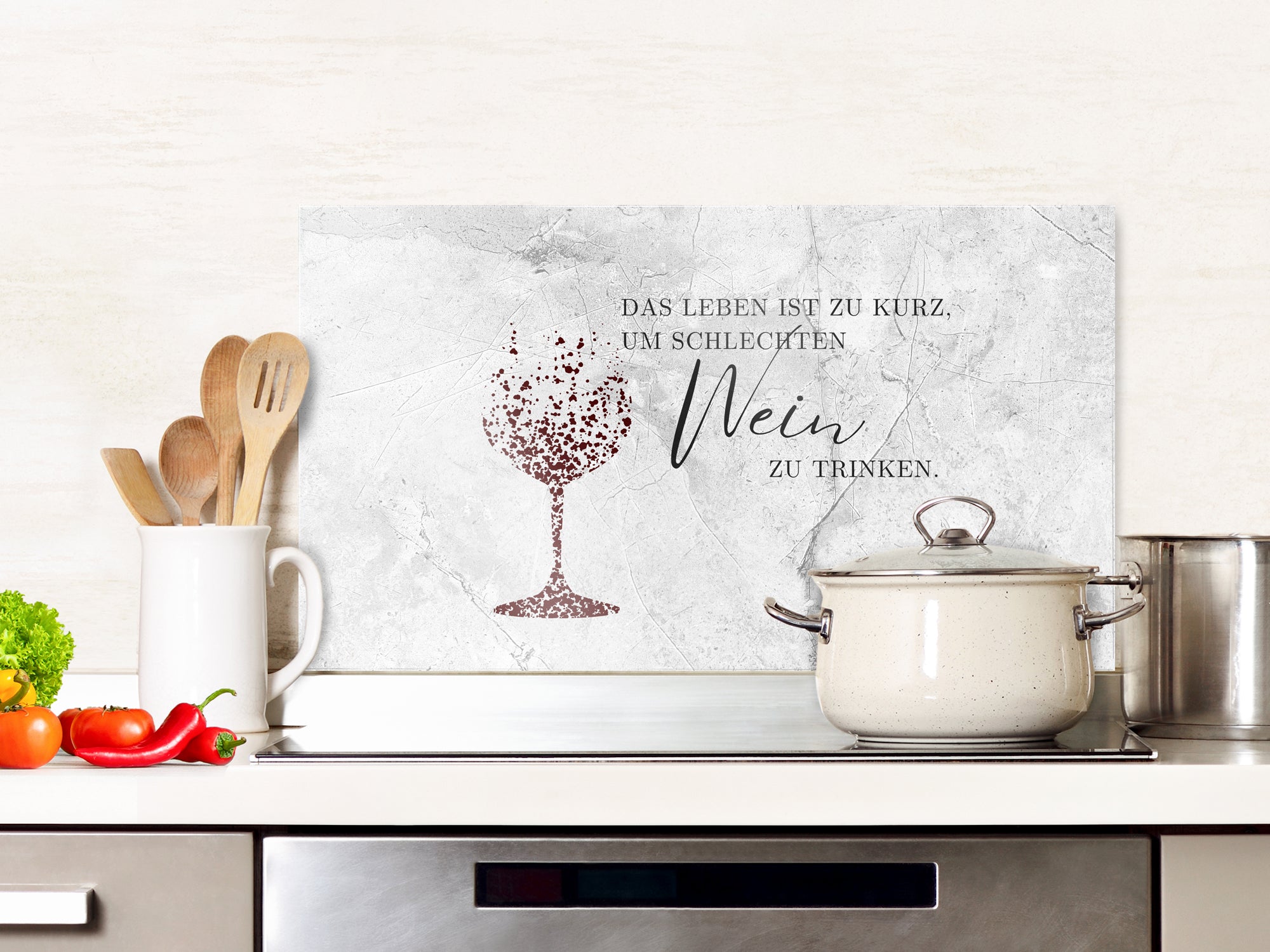 Spritzschutz mit Weinglas-Motiv