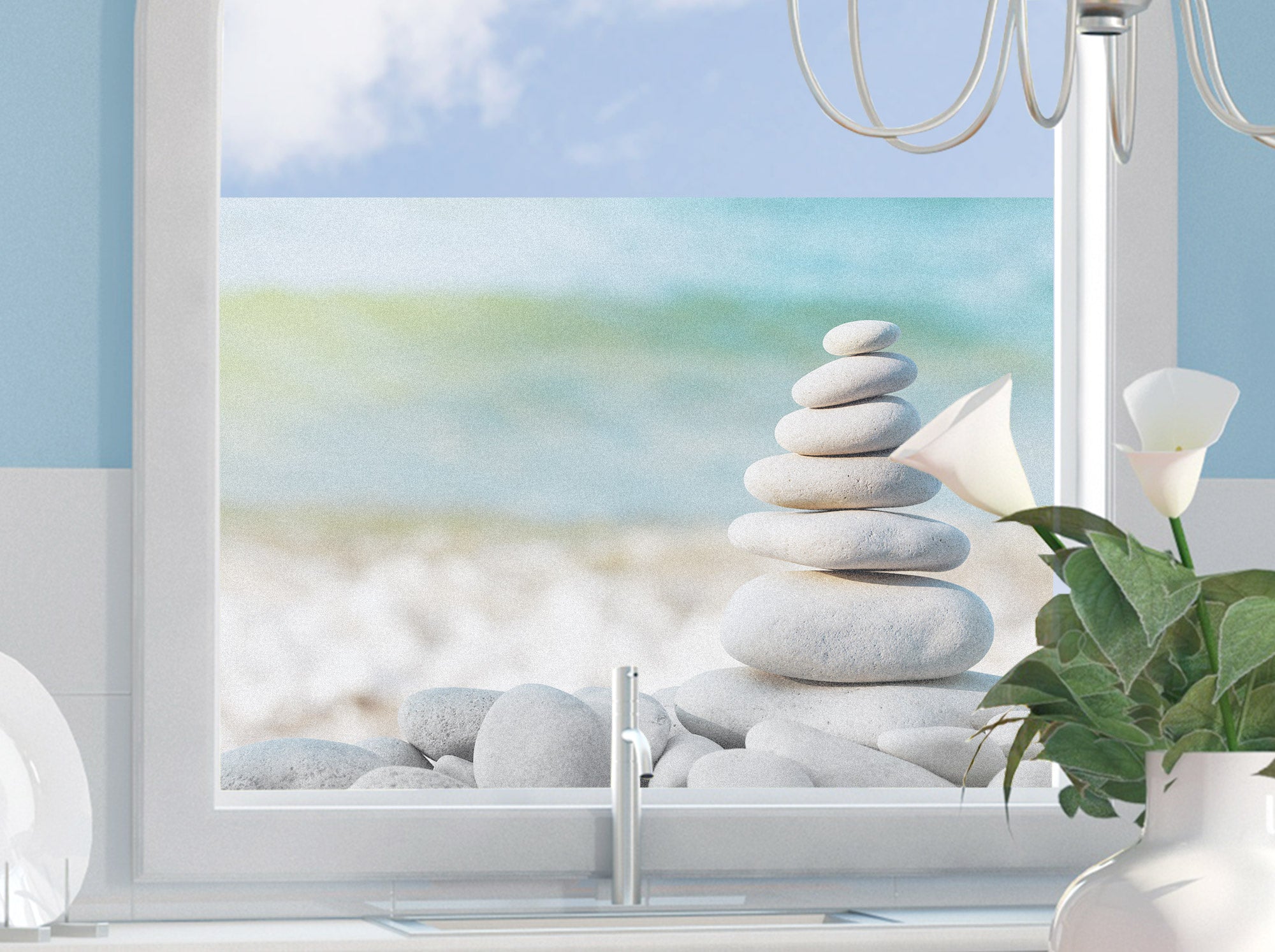 Fensterfolie Steine am Strand