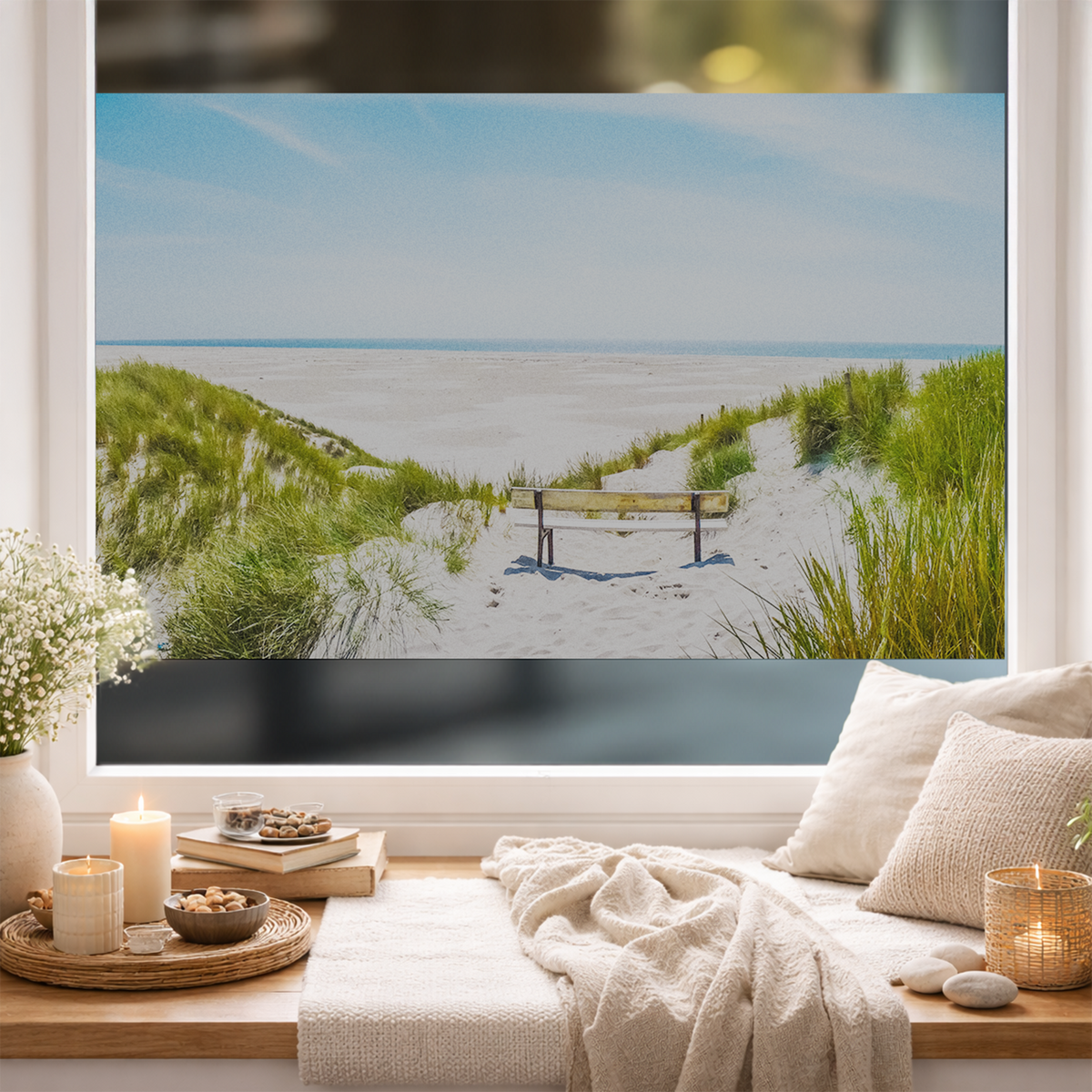 Fensterfolie mit Strand