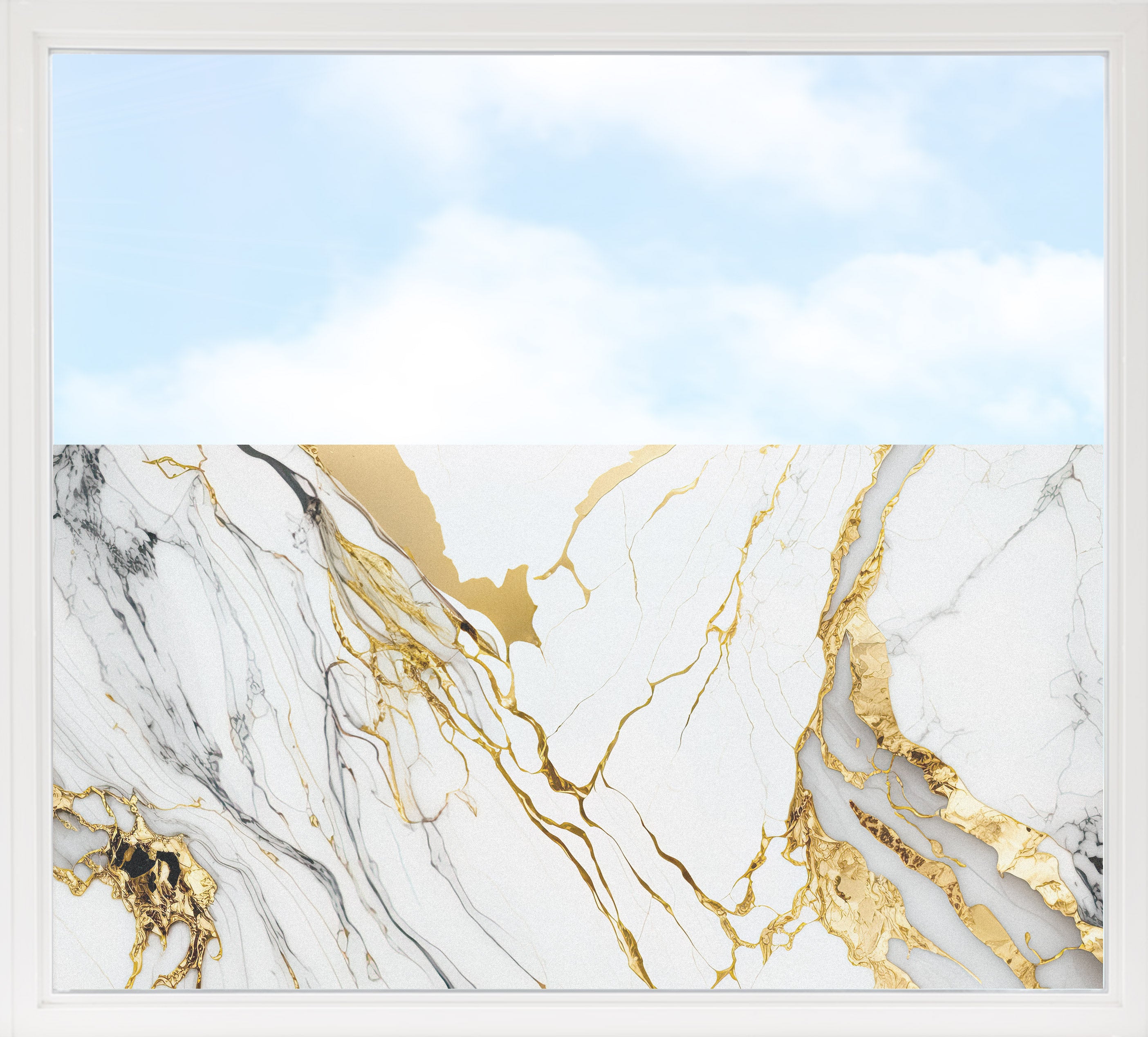 Fensterfolie Marmor mit Gold-Details