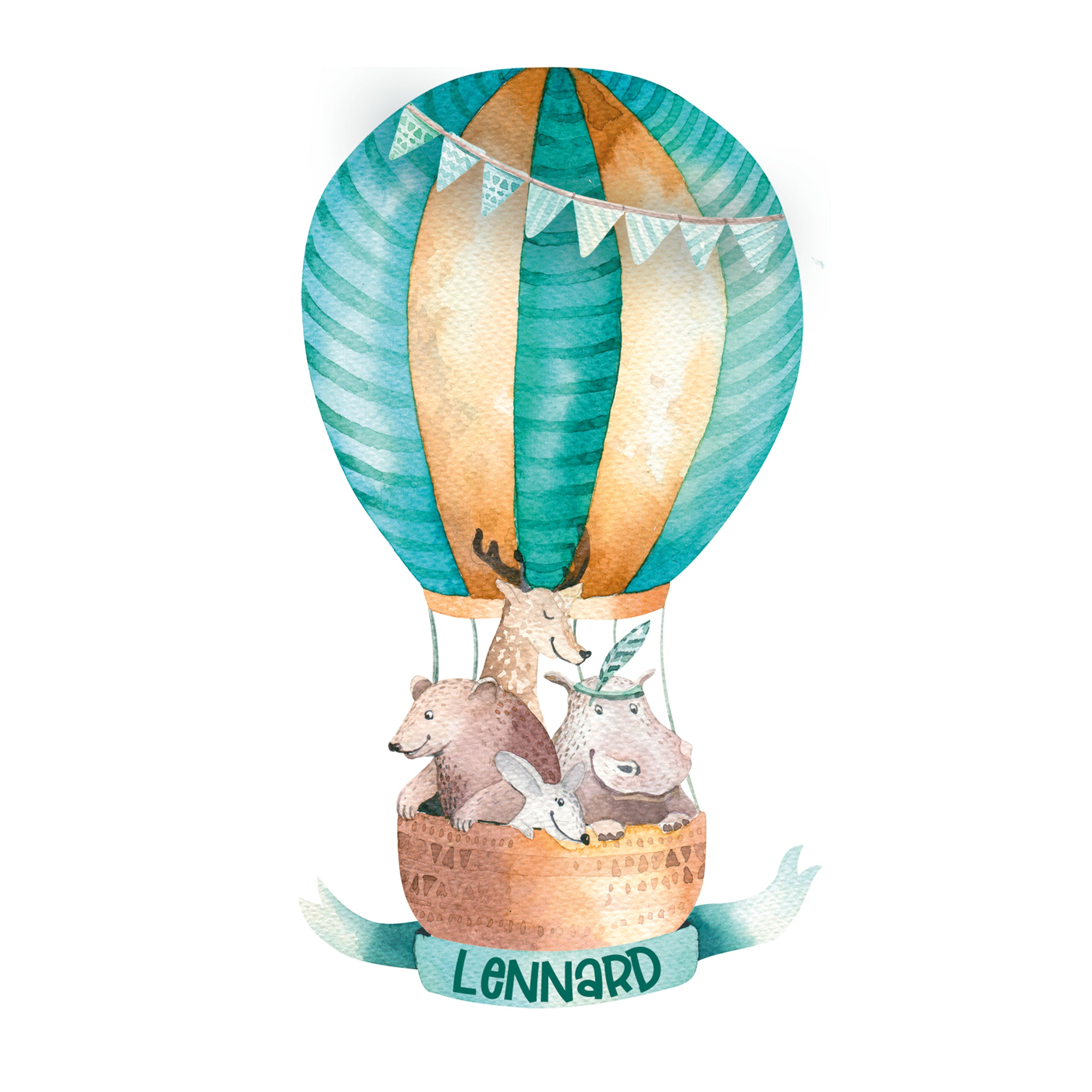 Wandtattoo Heißluftballon mit Namen