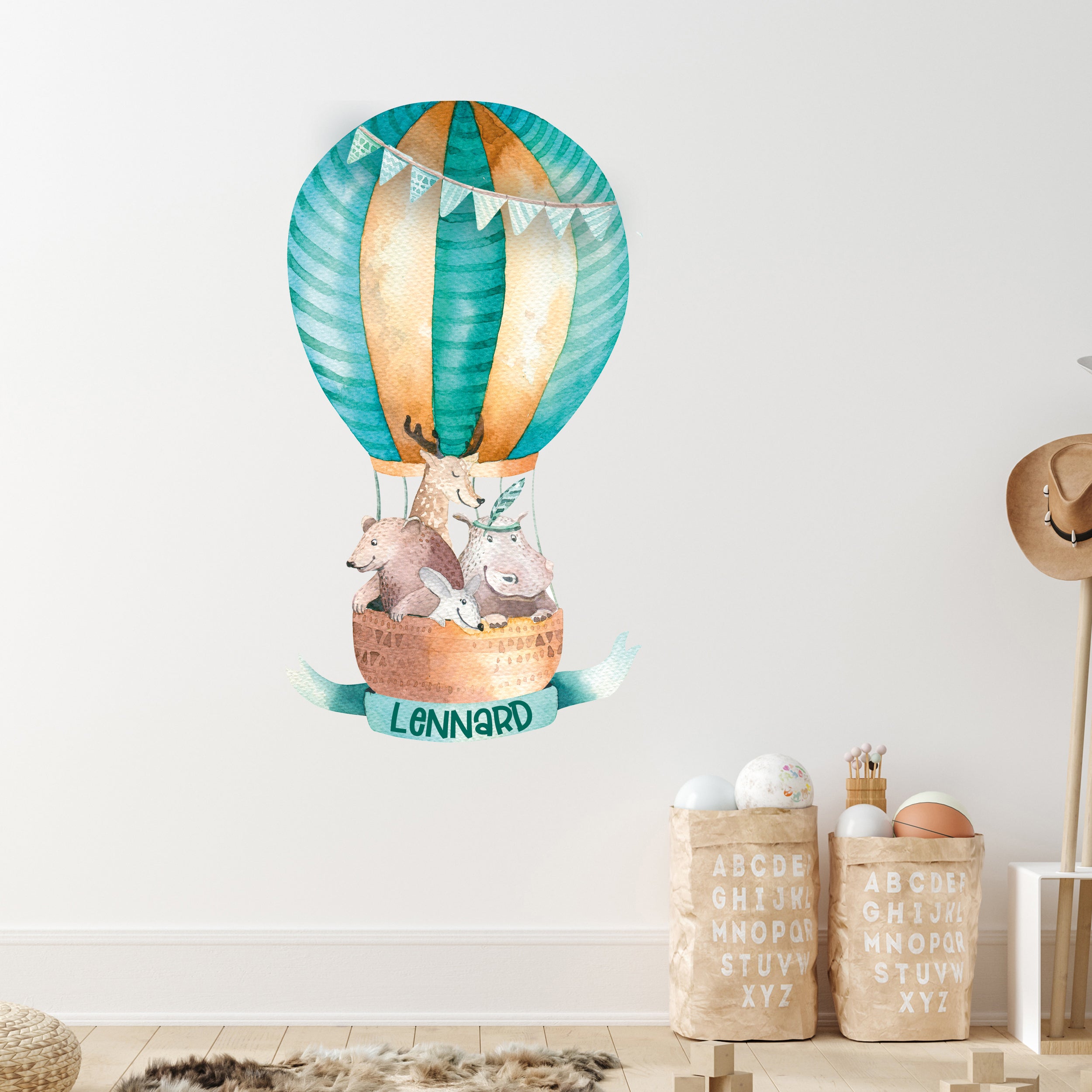 Wandtattoo Heißluftballon mit Namen