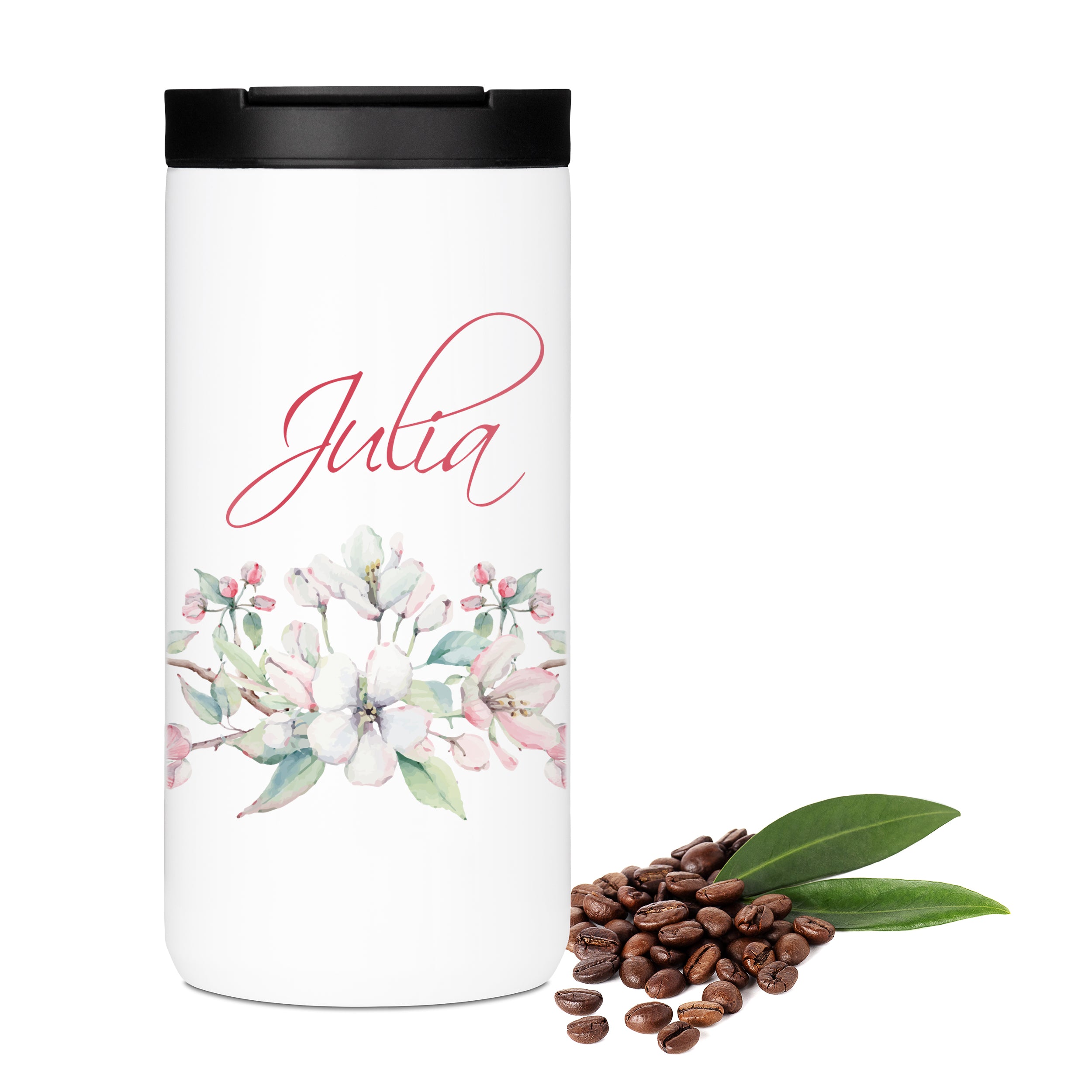 Kaffeebecher mit floralen Akzenten