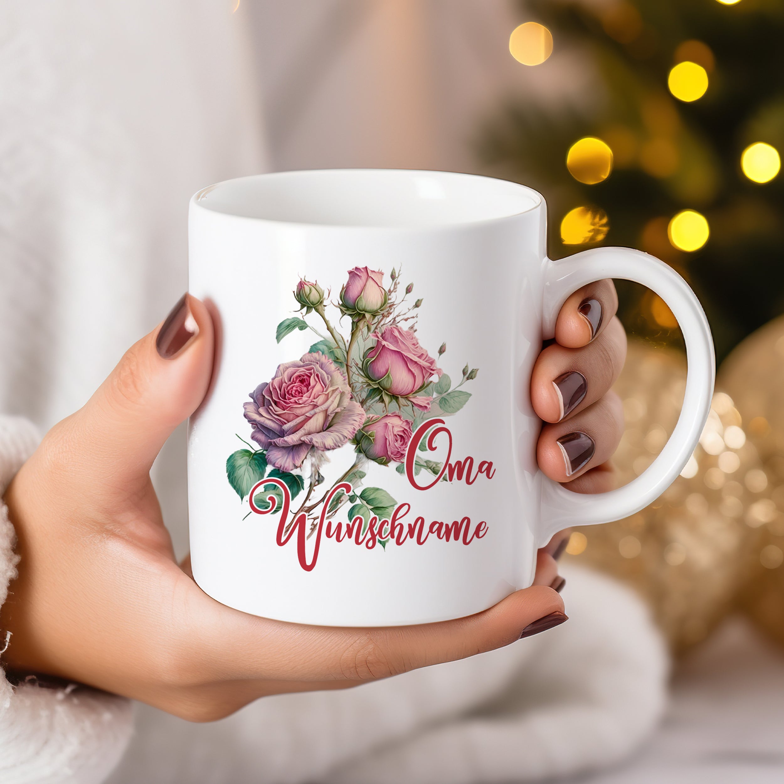 Tasse mit Rosen - Für die beste Oma