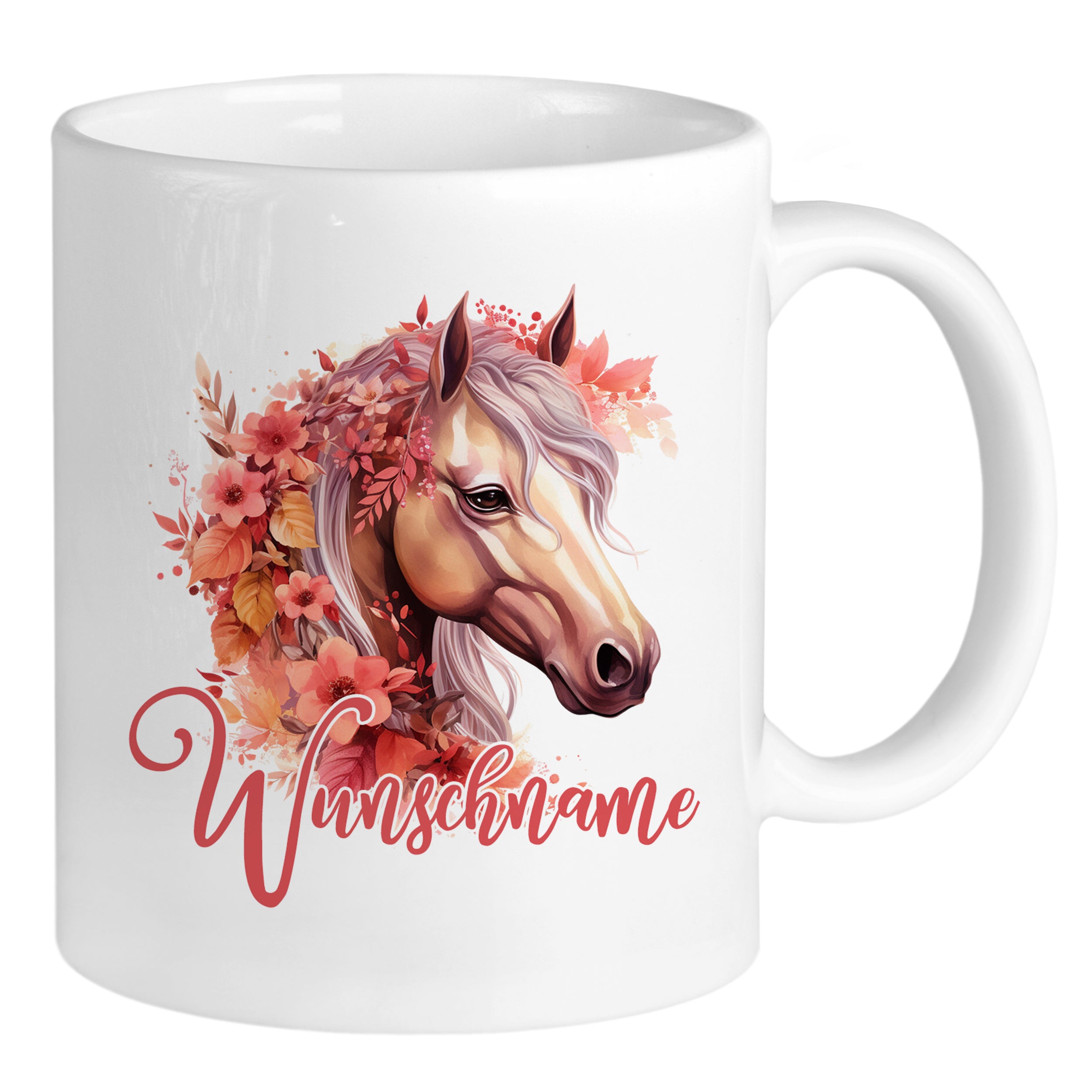 Personalisierte Tasse Pferd in rosa