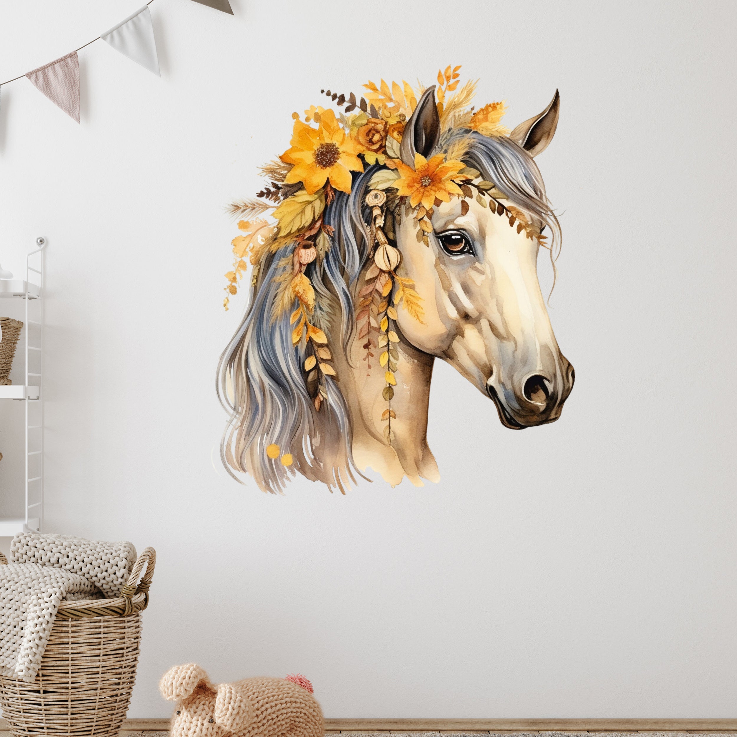 Wandtattoo Pferd mit Sonnenblumen
