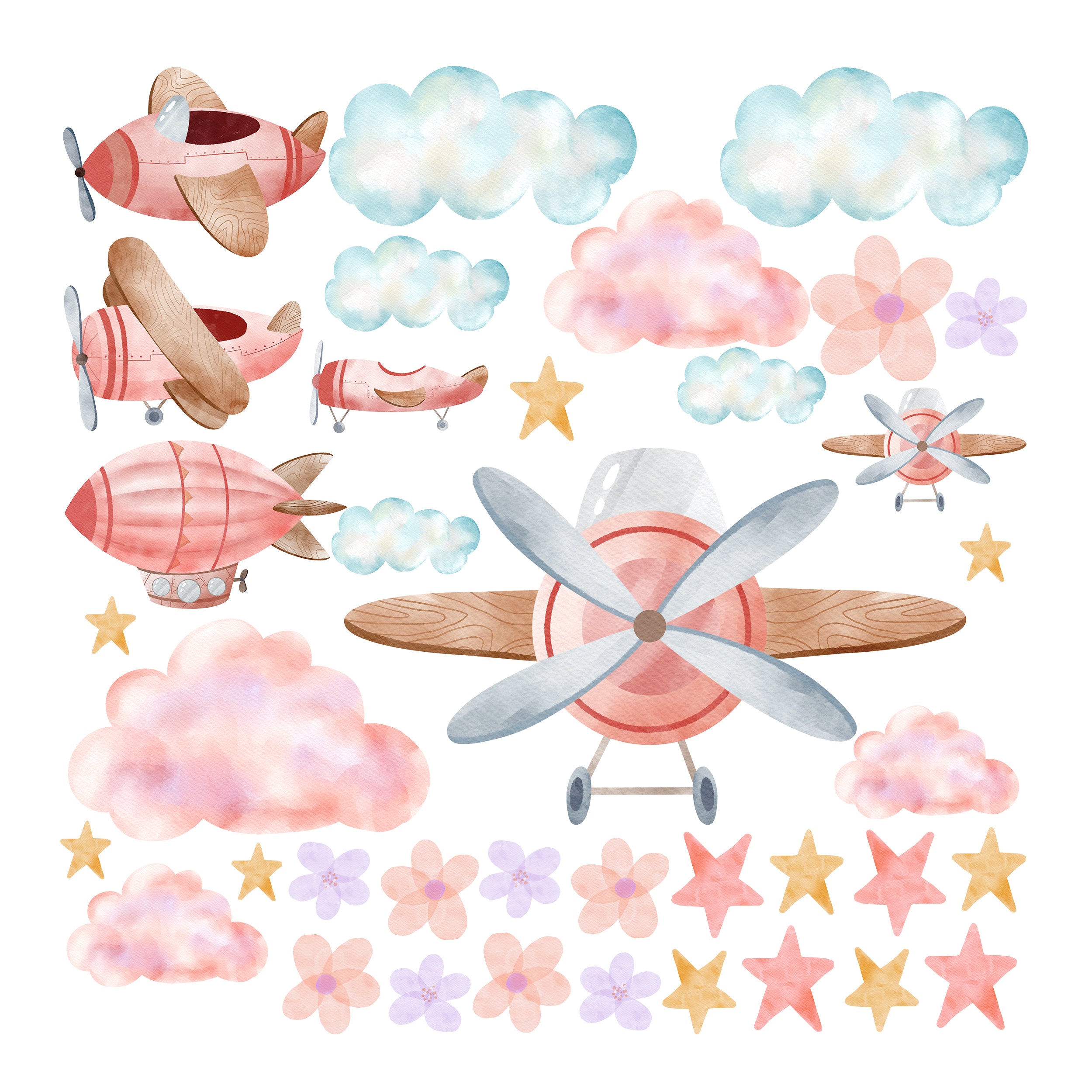 Wandtattoo Flugzeuge und Wolken