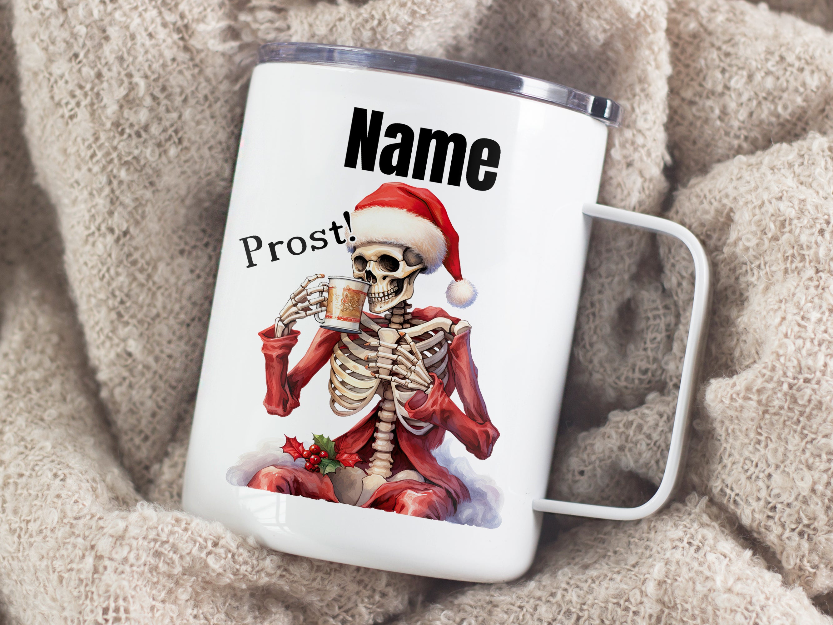 Wanderbecher mit Skelettmotiv