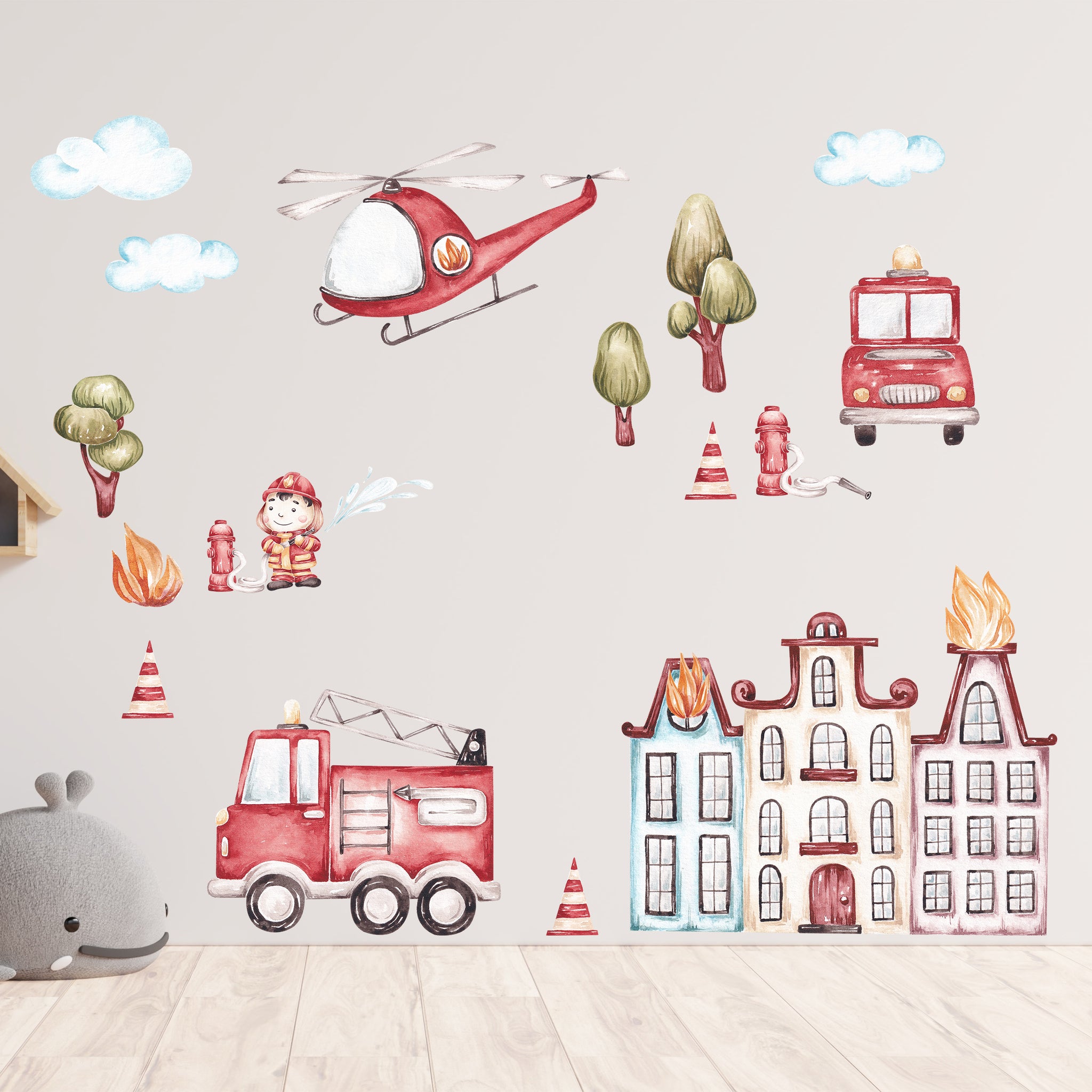 Wandtattoo Feuerwehr-Motiv für Kinderzimmer