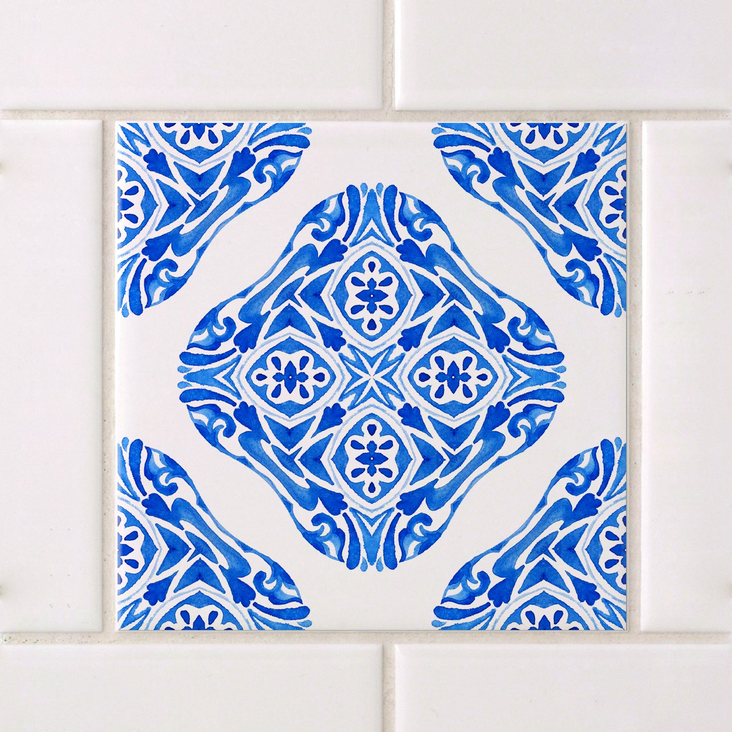Fliesenaufkleber mit blauem Muster 30 Stück