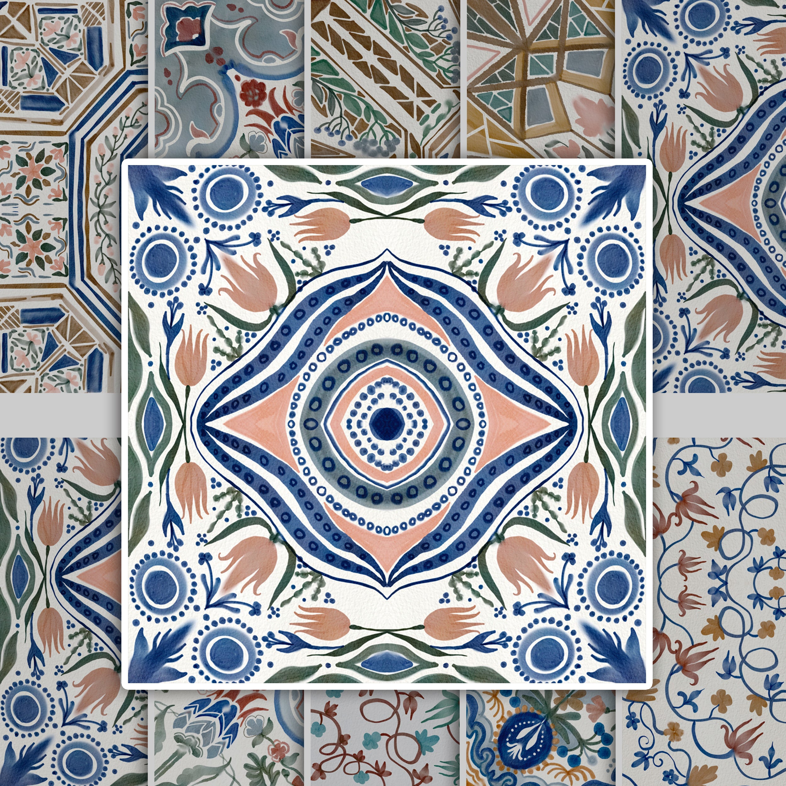 Fliesenaufkleber mit floralem Muster 30 Stück