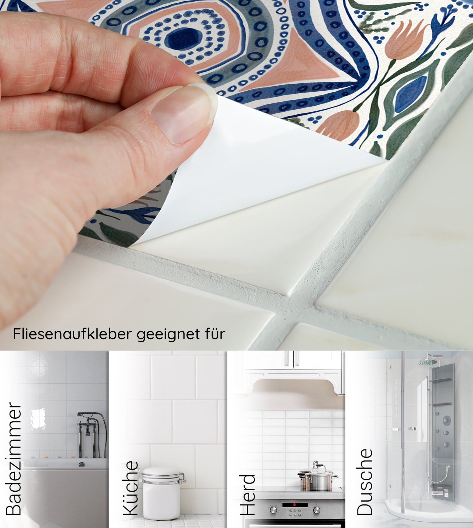 Fliesenaufkleber mit floralem Muster 30 Stück