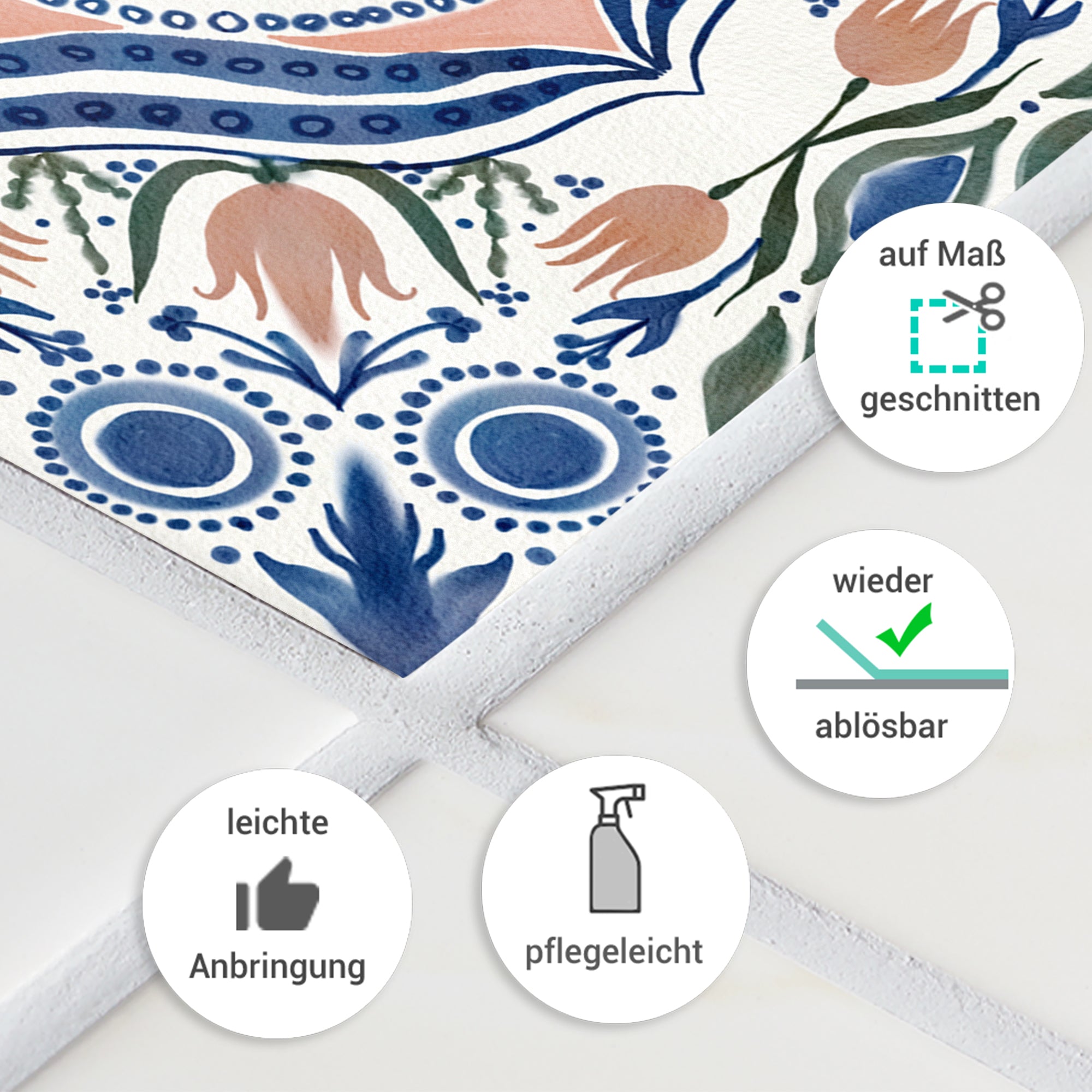 Fliesenaufkleber mit floralem Muster 30 Stück