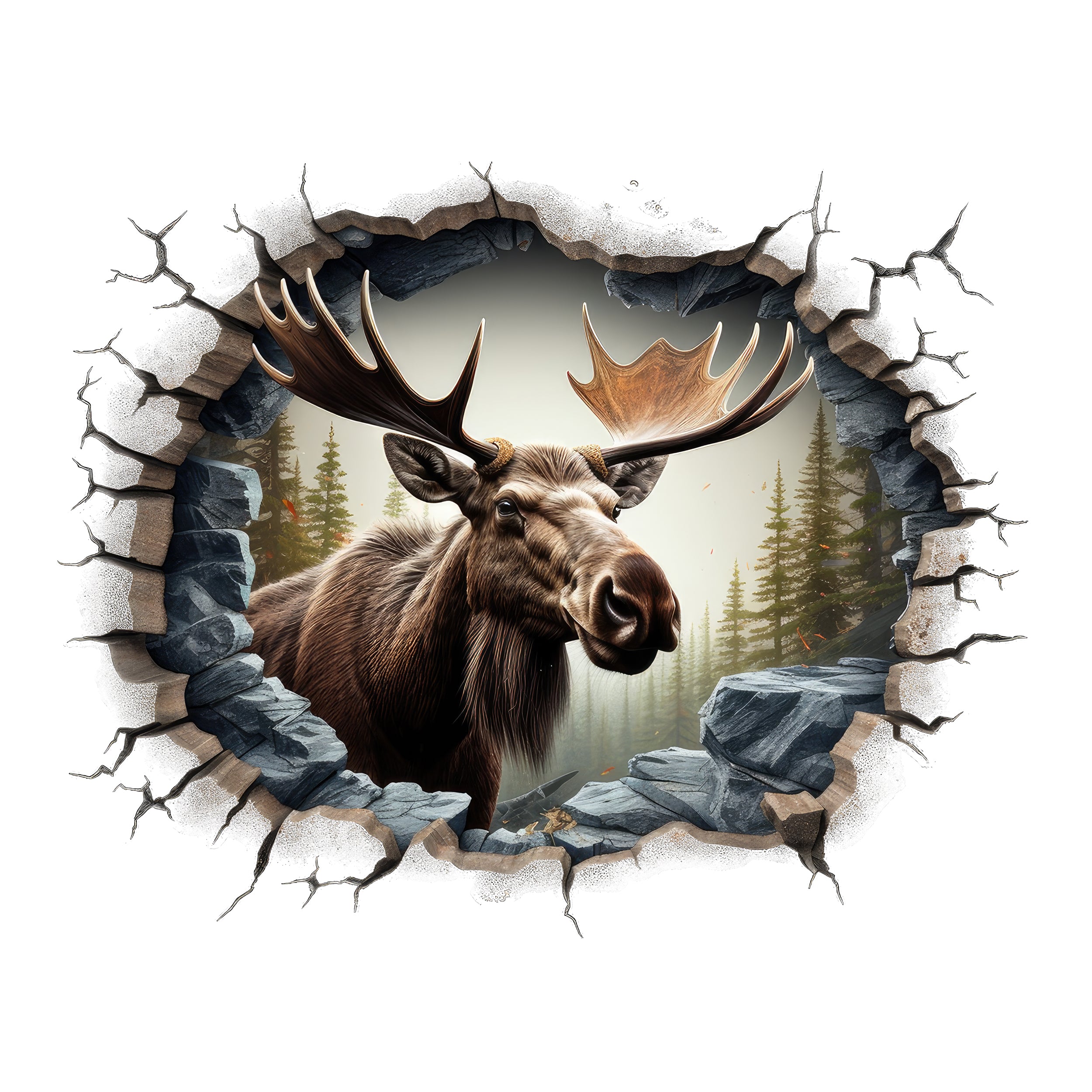 Wandtattoo Elch Wanddurchbruch