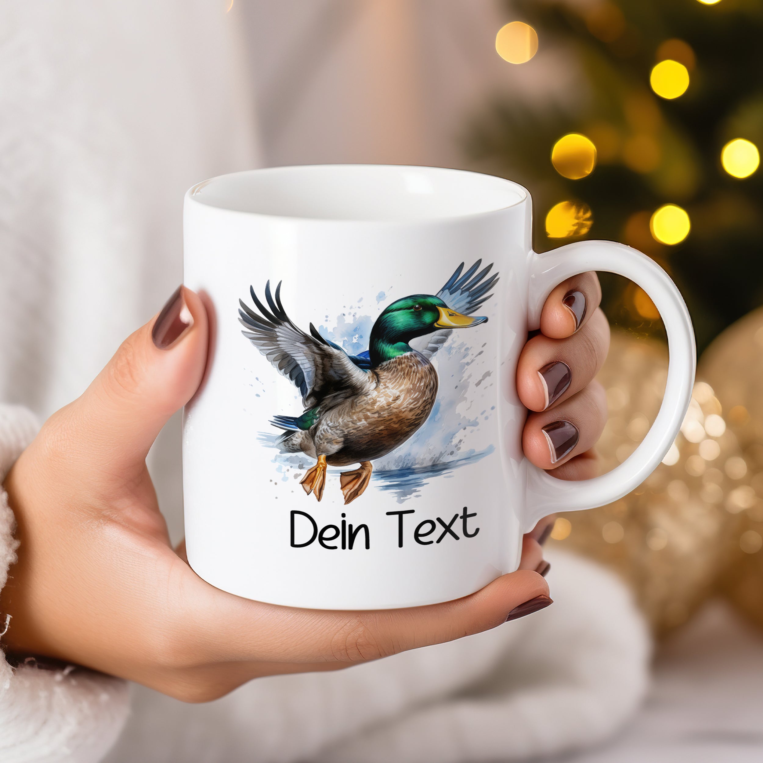 Tasse mit fliegender Ente