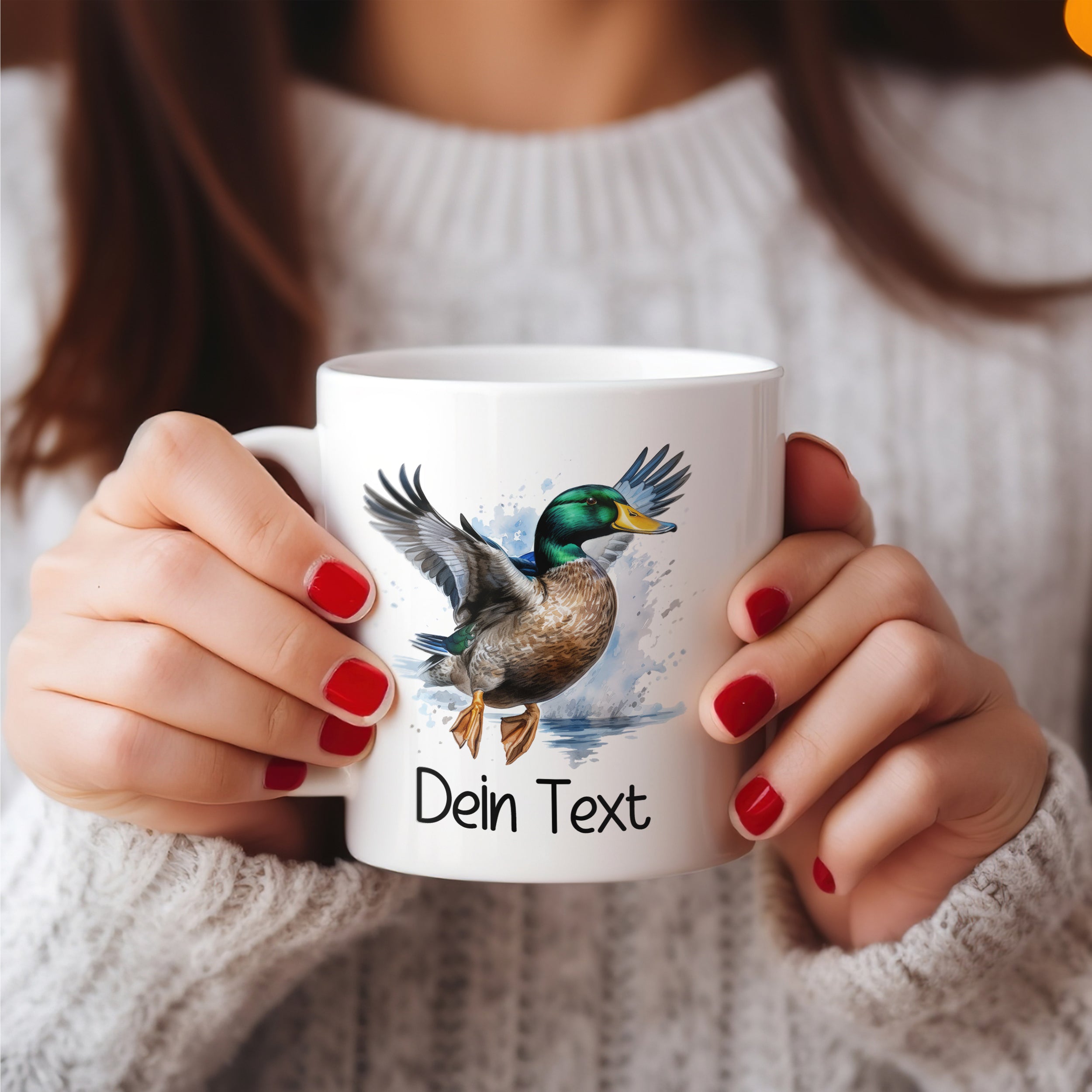 Tasse mit fliegender Ente